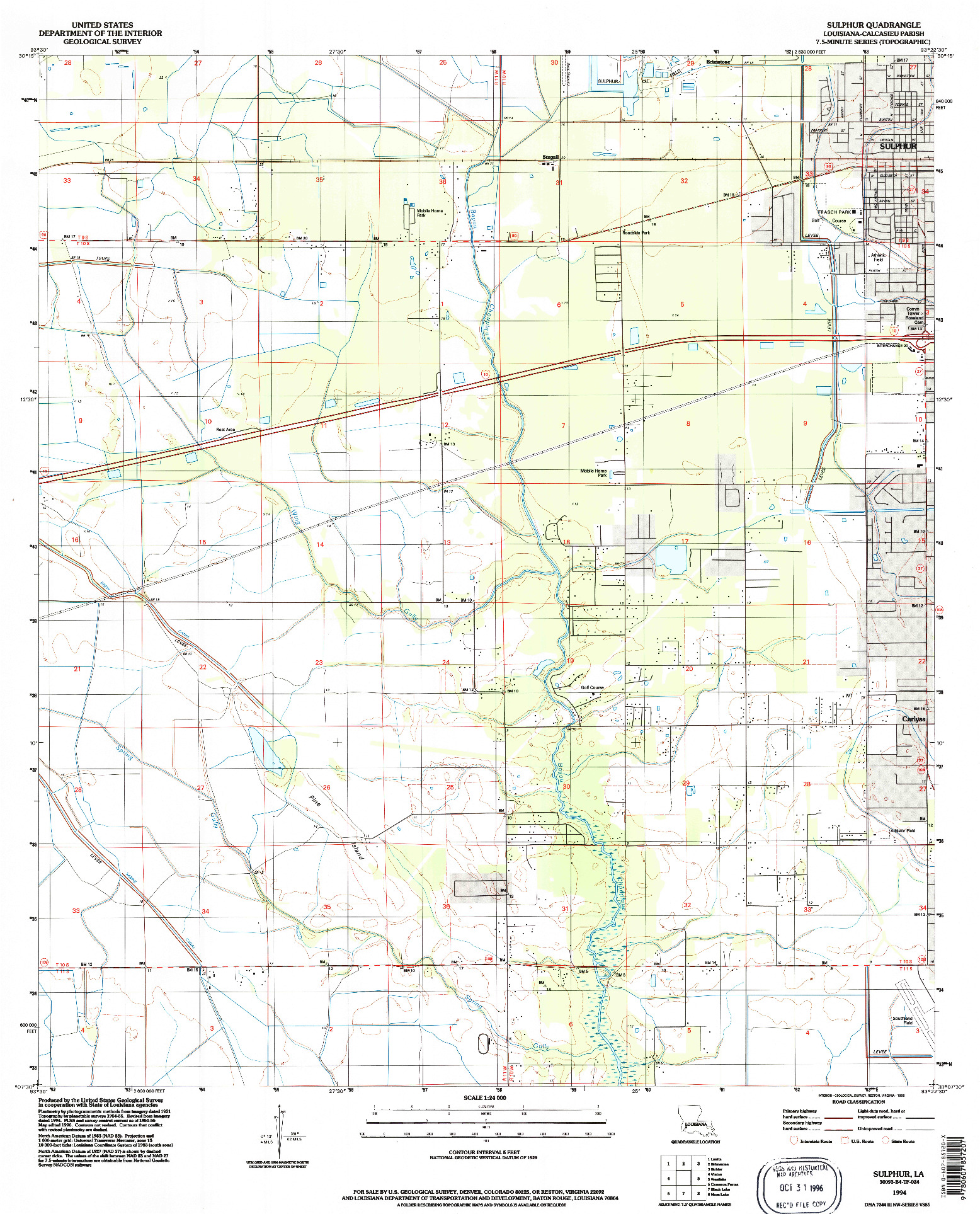 USGS 1:24000-SCALE QUADRANGLE FOR SULPHUR, LA 1994