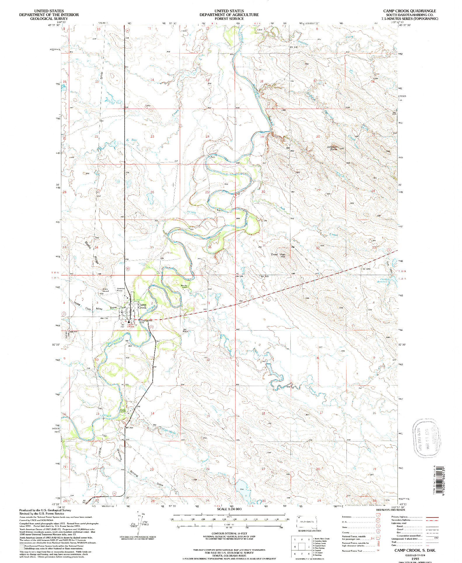 USGS 1:24000-SCALE QUADRANGLE FOR CAMP CROOK, SD 1993