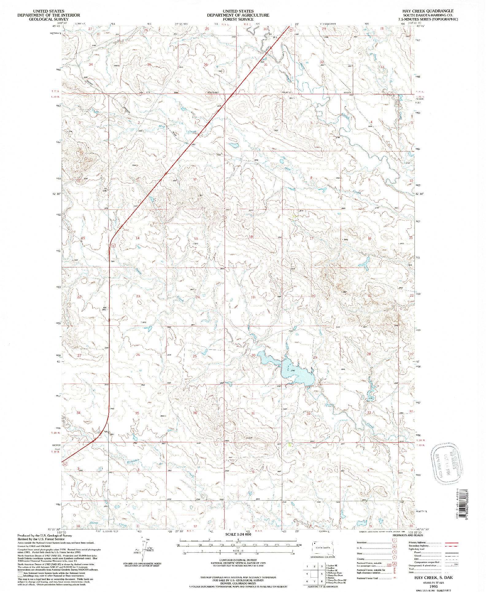 USGS 1:24000-SCALE QUADRANGLE FOR HAY CREEK, SD 1993