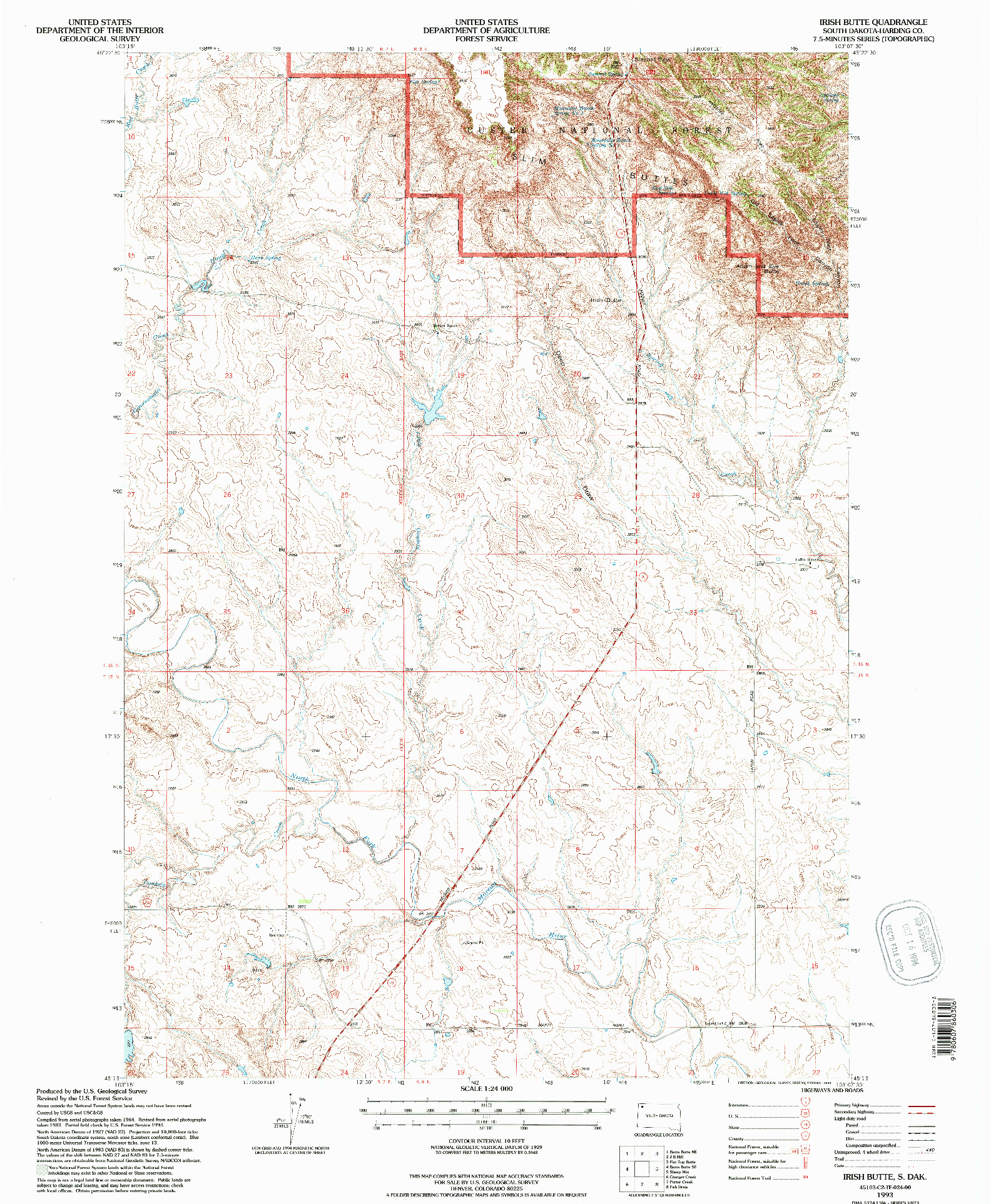 USGS 1:24000-SCALE QUADRANGLE FOR IRISH BUTTE, SD 1993