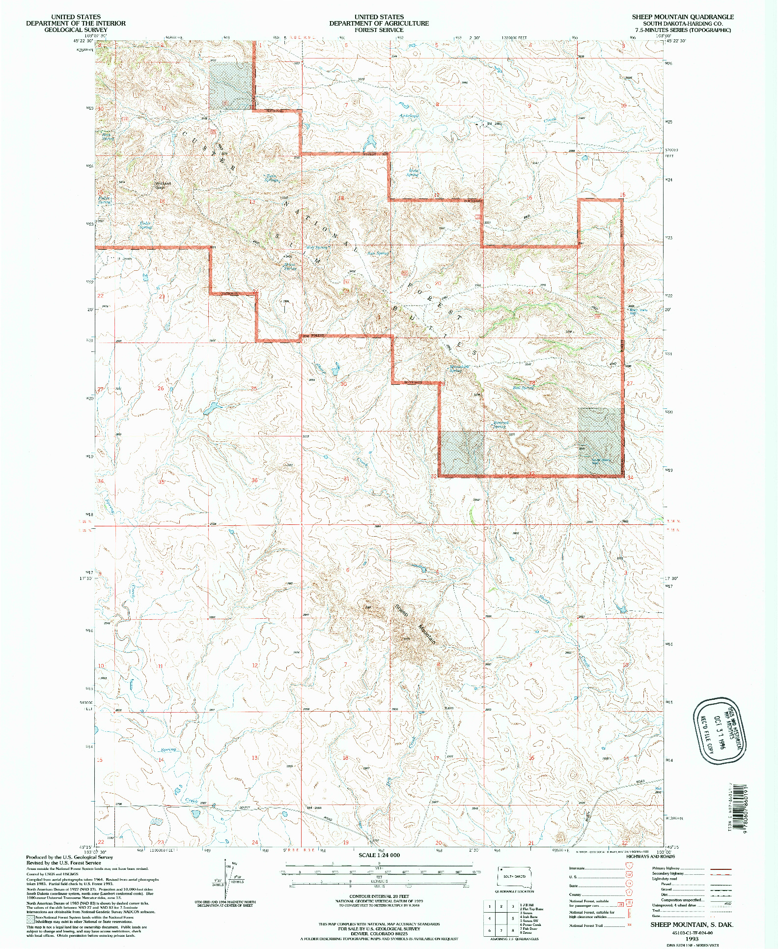 USGS 1:24000-SCALE QUADRANGLE FOR SHEEP MOUNTAIN, SD 1993