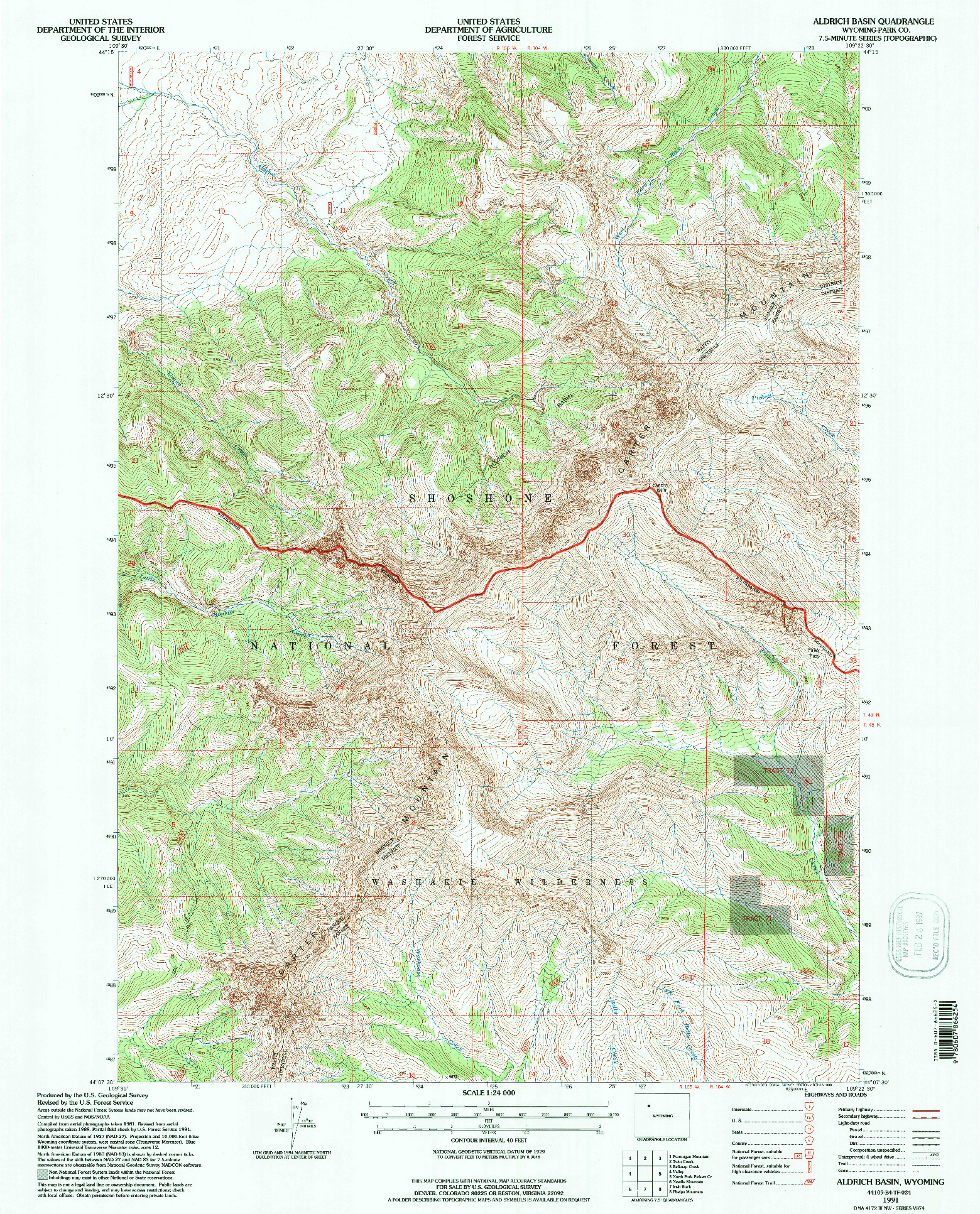 USGS 1:24000-SCALE QUADRANGLE FOR ALDRICH BASIN, WY 1991