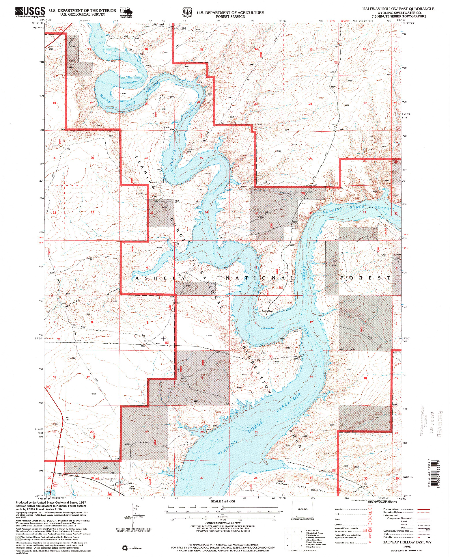 USGS 1:24000-SCALE QUADRANGLE FOR HALFWAY HOLLOW EAST, WY 1996