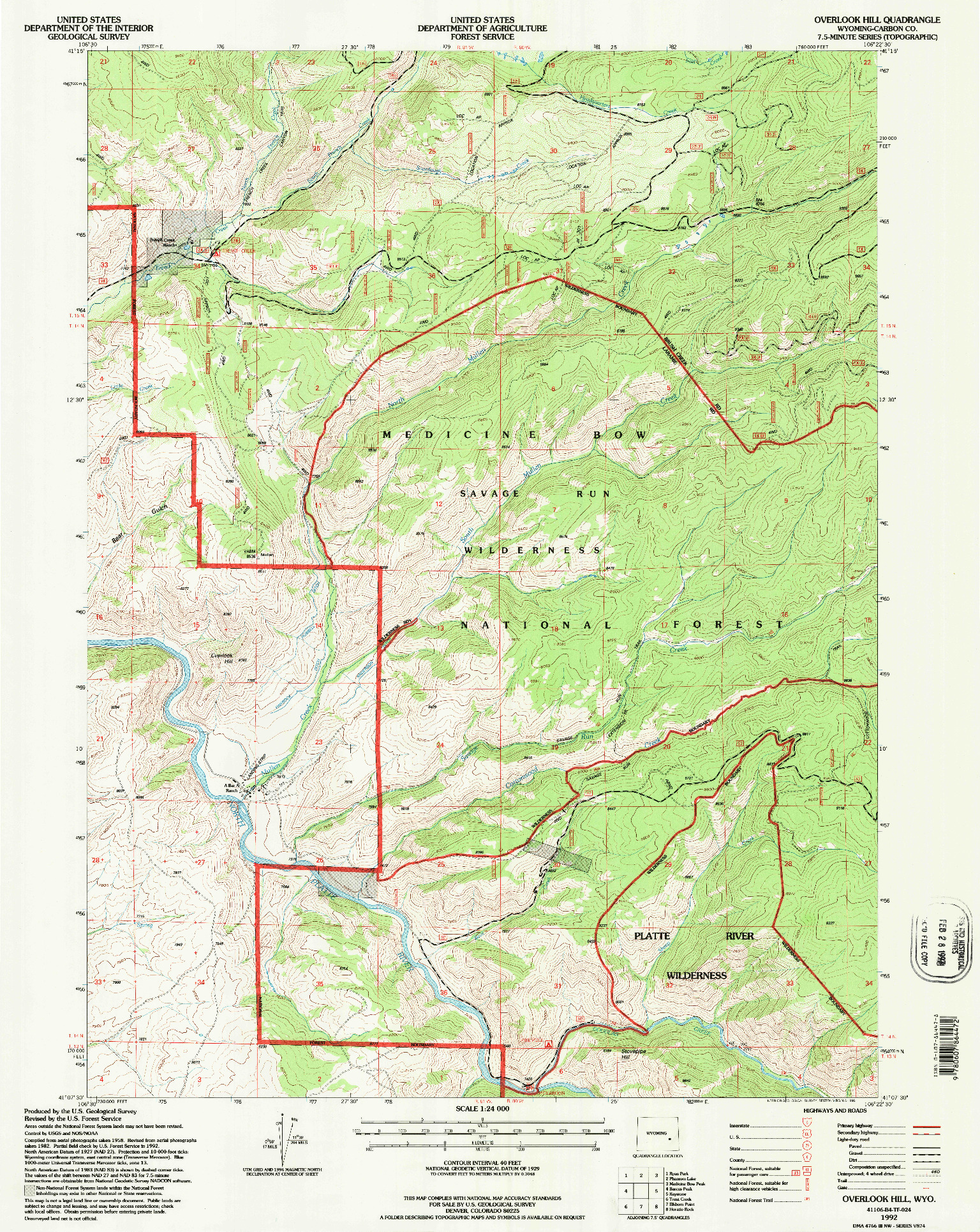USGS 1:24000-SCALE QUADRANGLE FOR OVERLOOK HILL, WY 1992