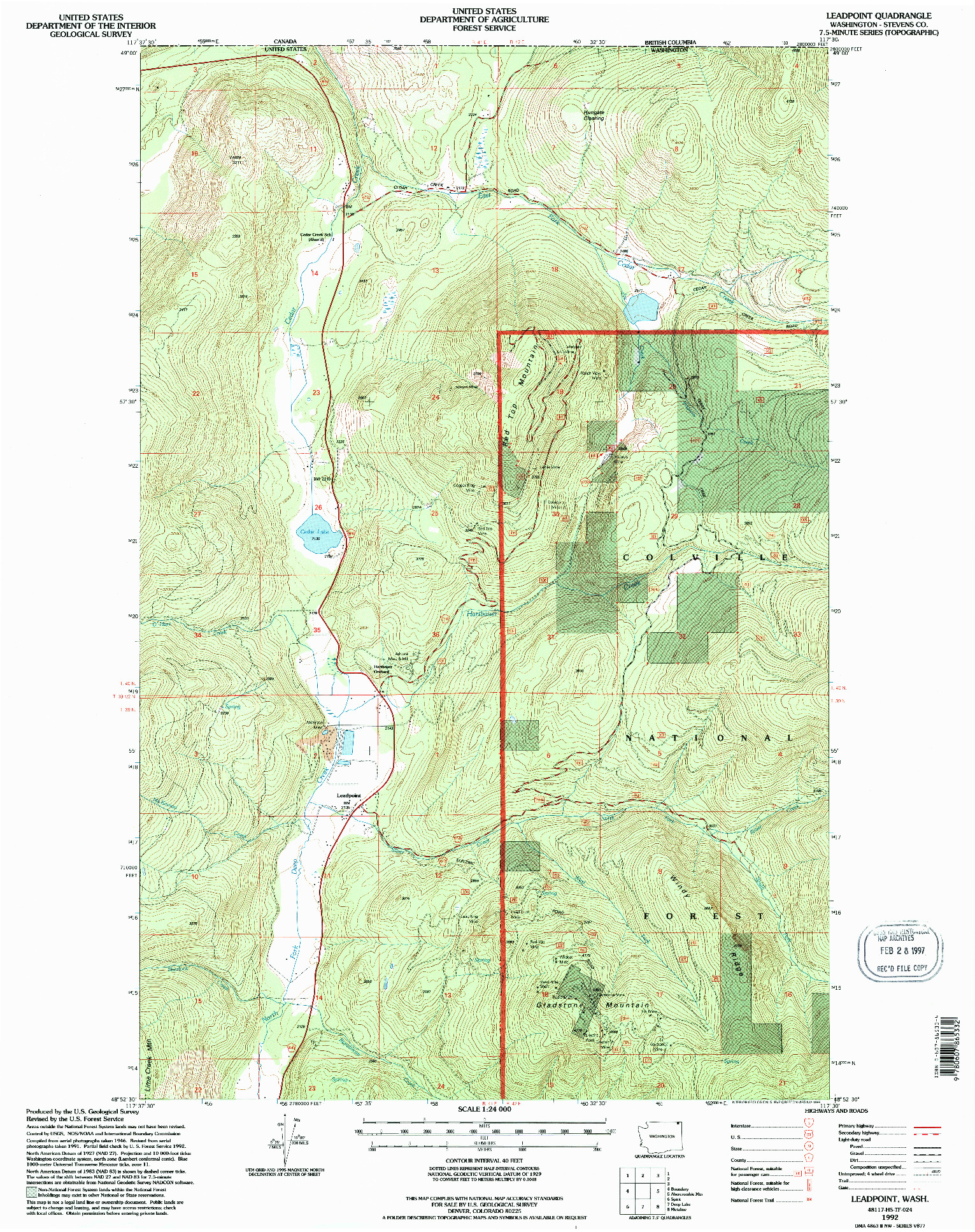 USGS 1:24000-SCALE QUADRANGLE FOR LEADPOINT, WA 1992