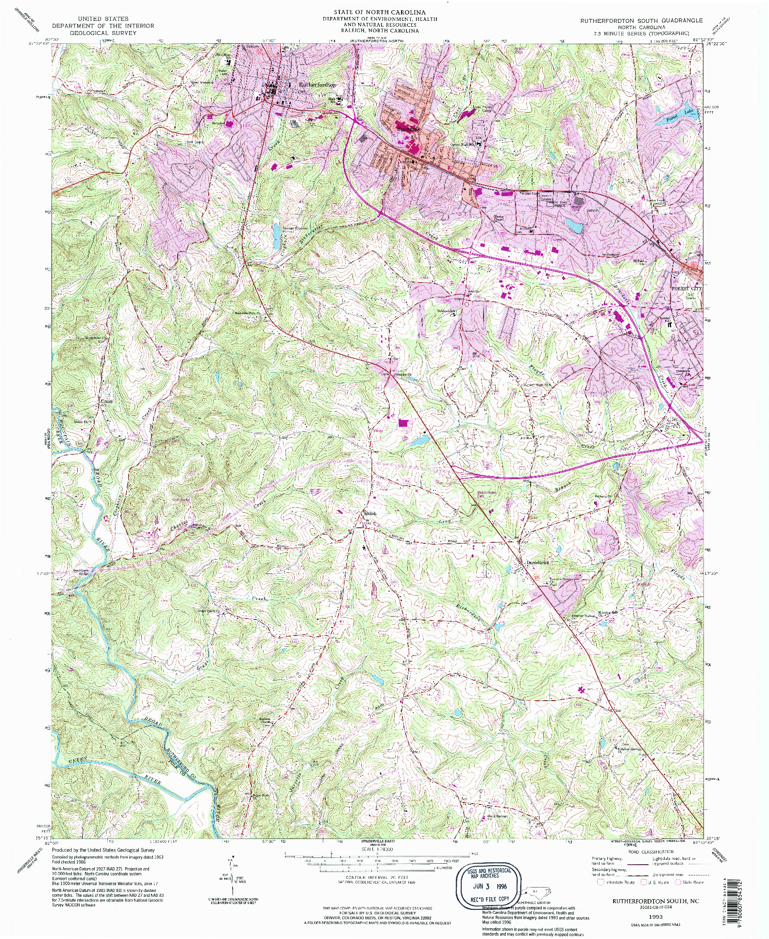 USGS 1:24000-SCALE QUADRANGLE FOR RUTHERFORDTON SOUTH, NC 1993