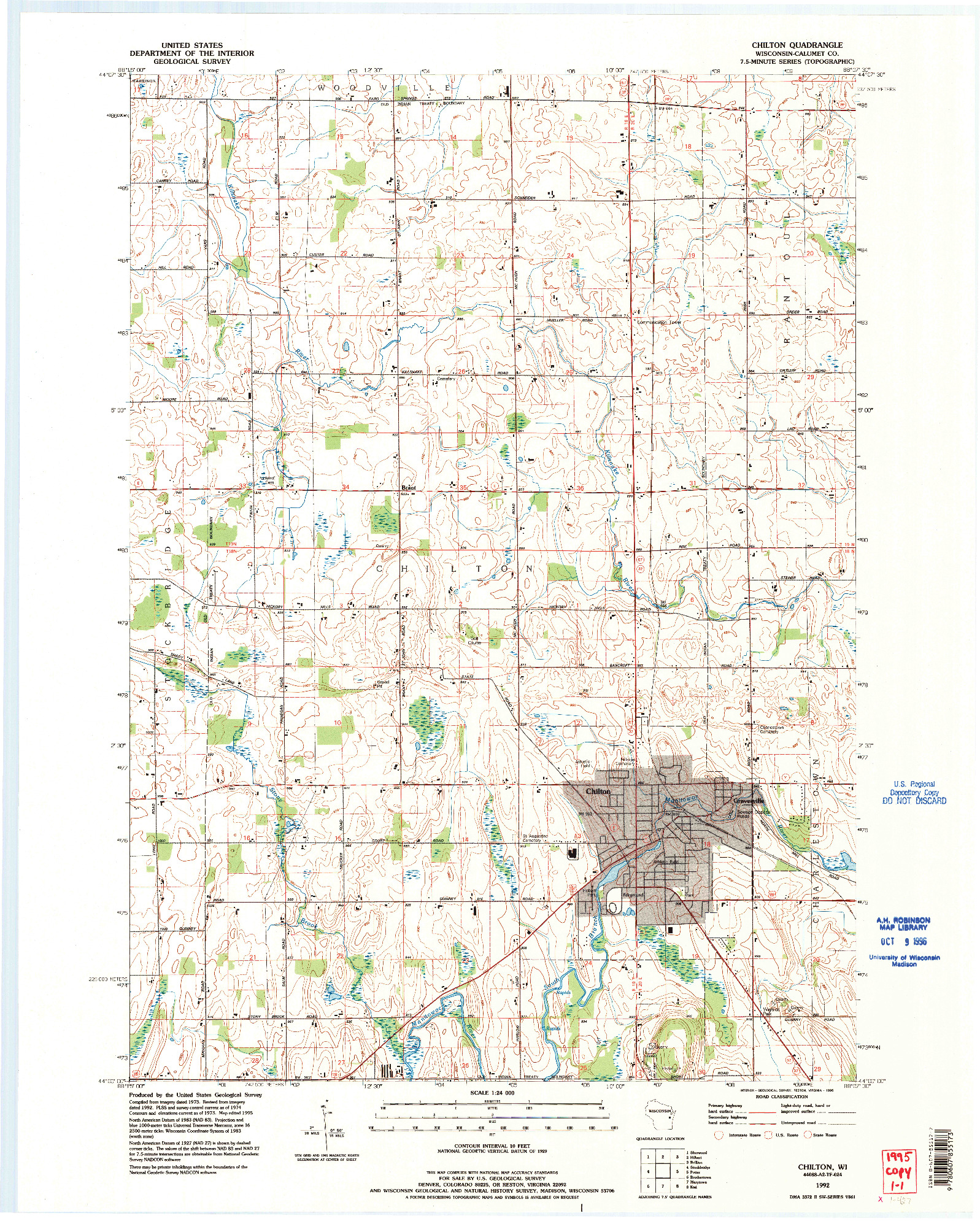 USGS 1:24000-SCALE QUADRANGLE FOR CHILTON, WI 1992
