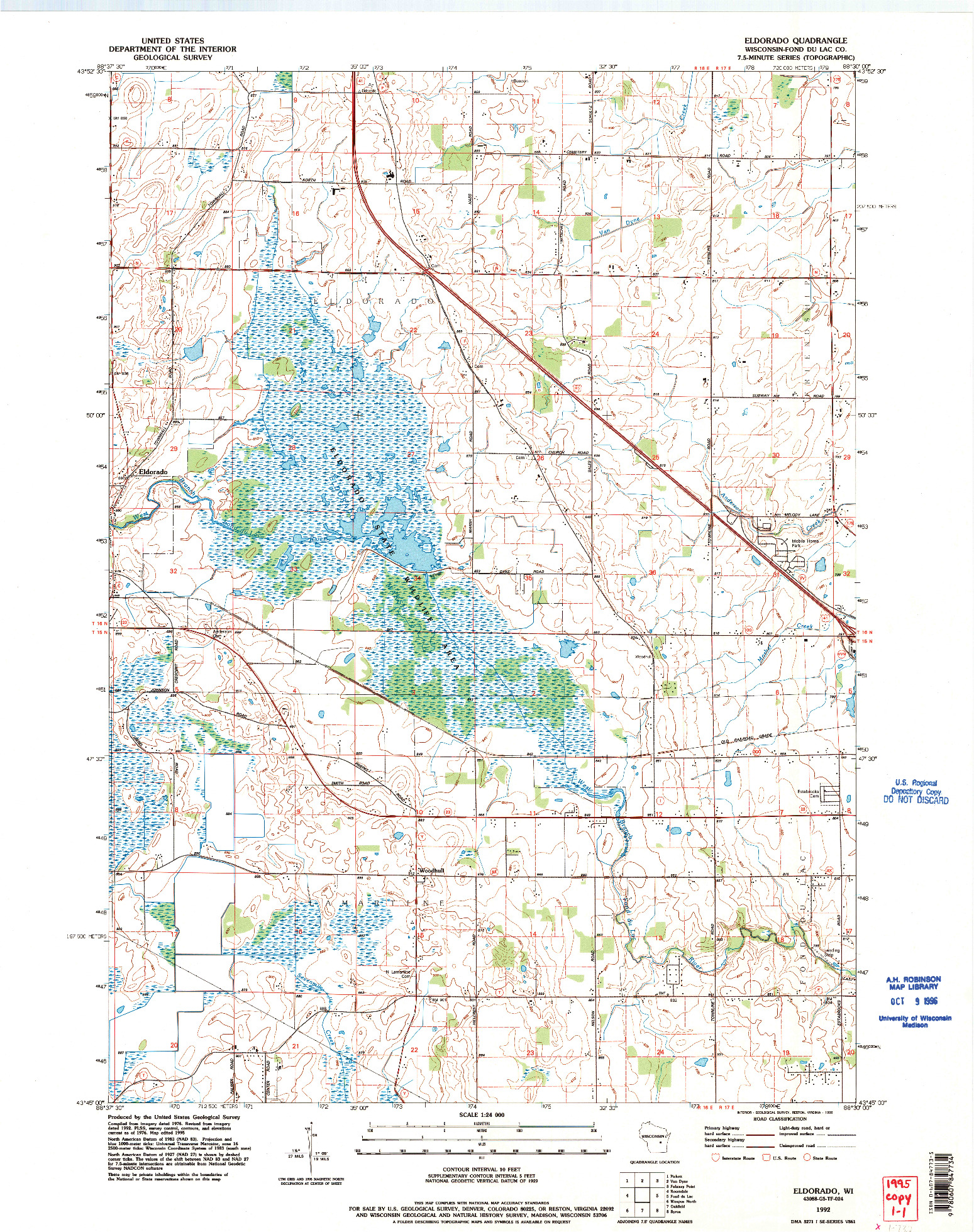 USGS 1:24000-SCALE QUADRANGLE FOR ELDORADO, WI 1992