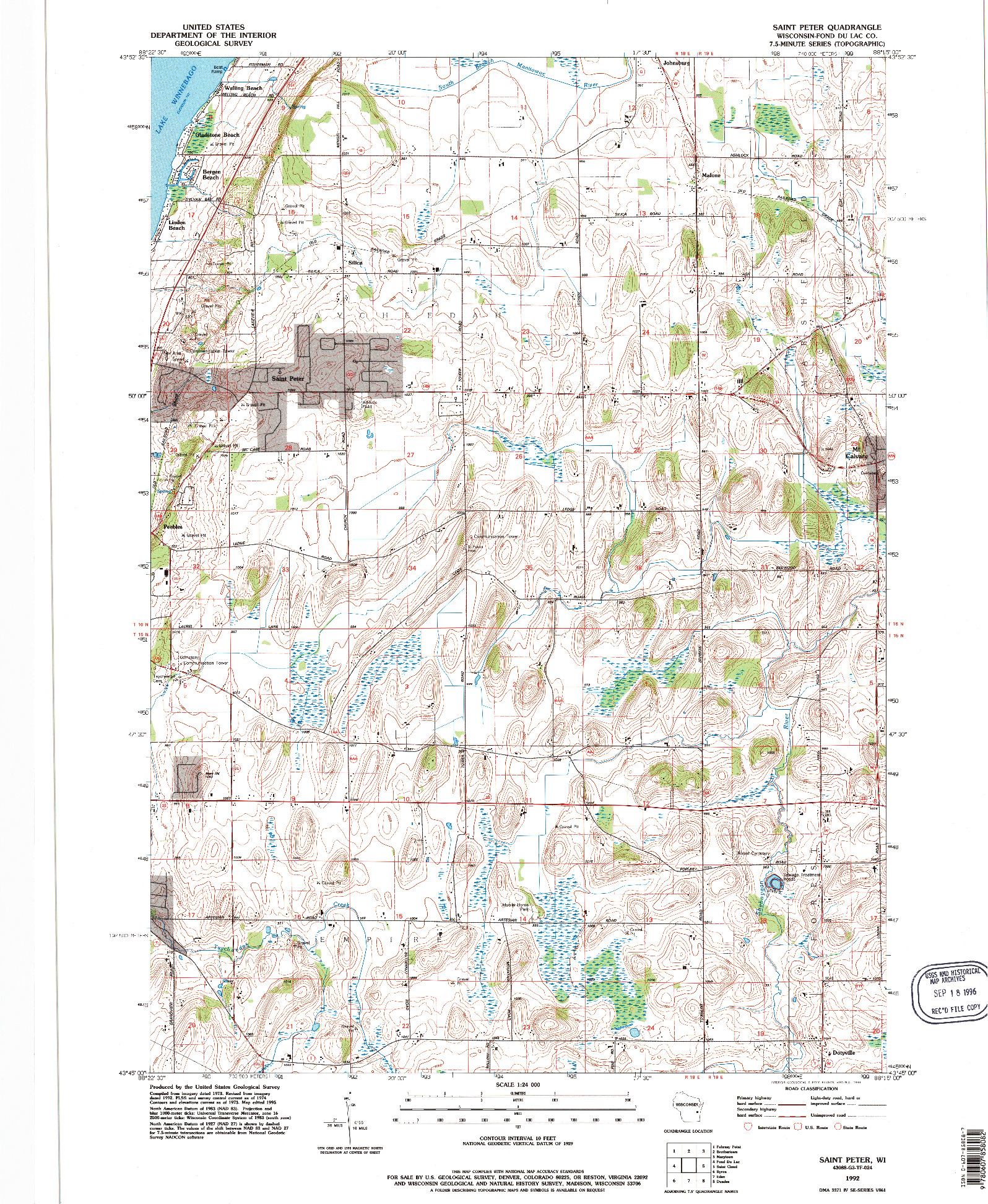 USGS 1:24000-SCALE QUADRANGLE FOR SAINT PETER, WI 1992