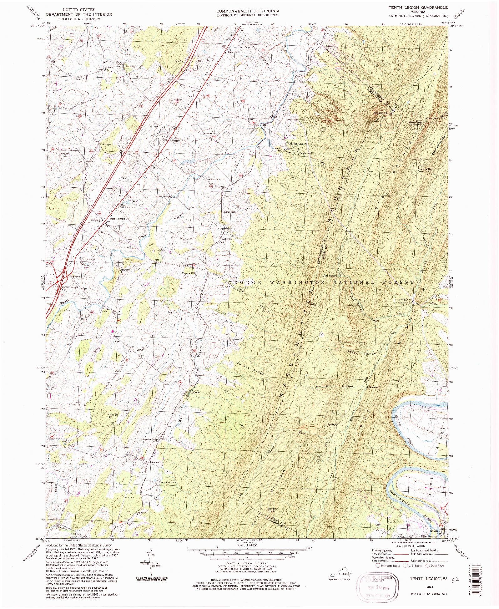 USGS 1:24000-SCALE QUADRANGLE FOR TENTH LEGION, VA 1994