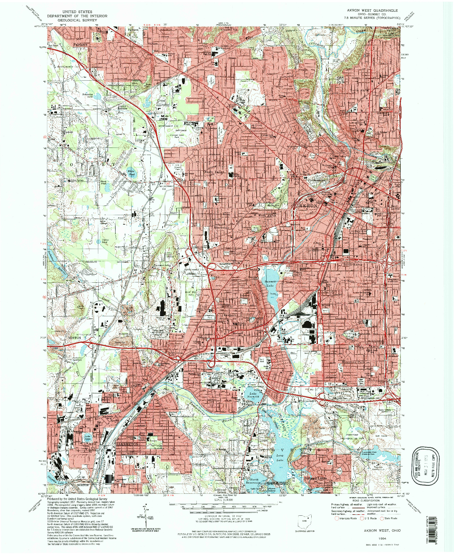 USGS 1:24000-SCALE QUADRANGLE FOR AKRON WEST, OH 1994