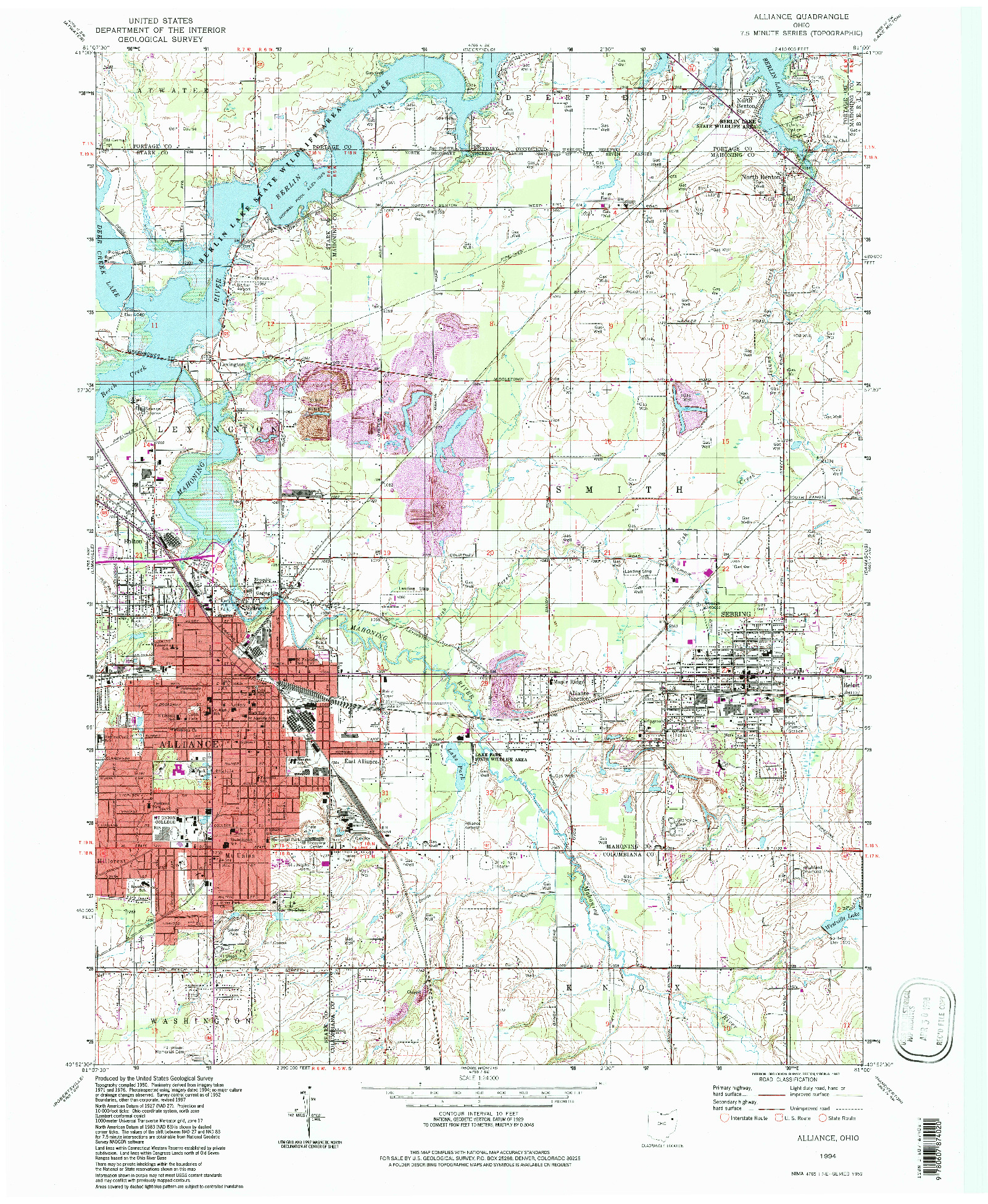 USGS 1:24000-SCALE QUADRANGLE FOR ALLIANCE, OH 1994