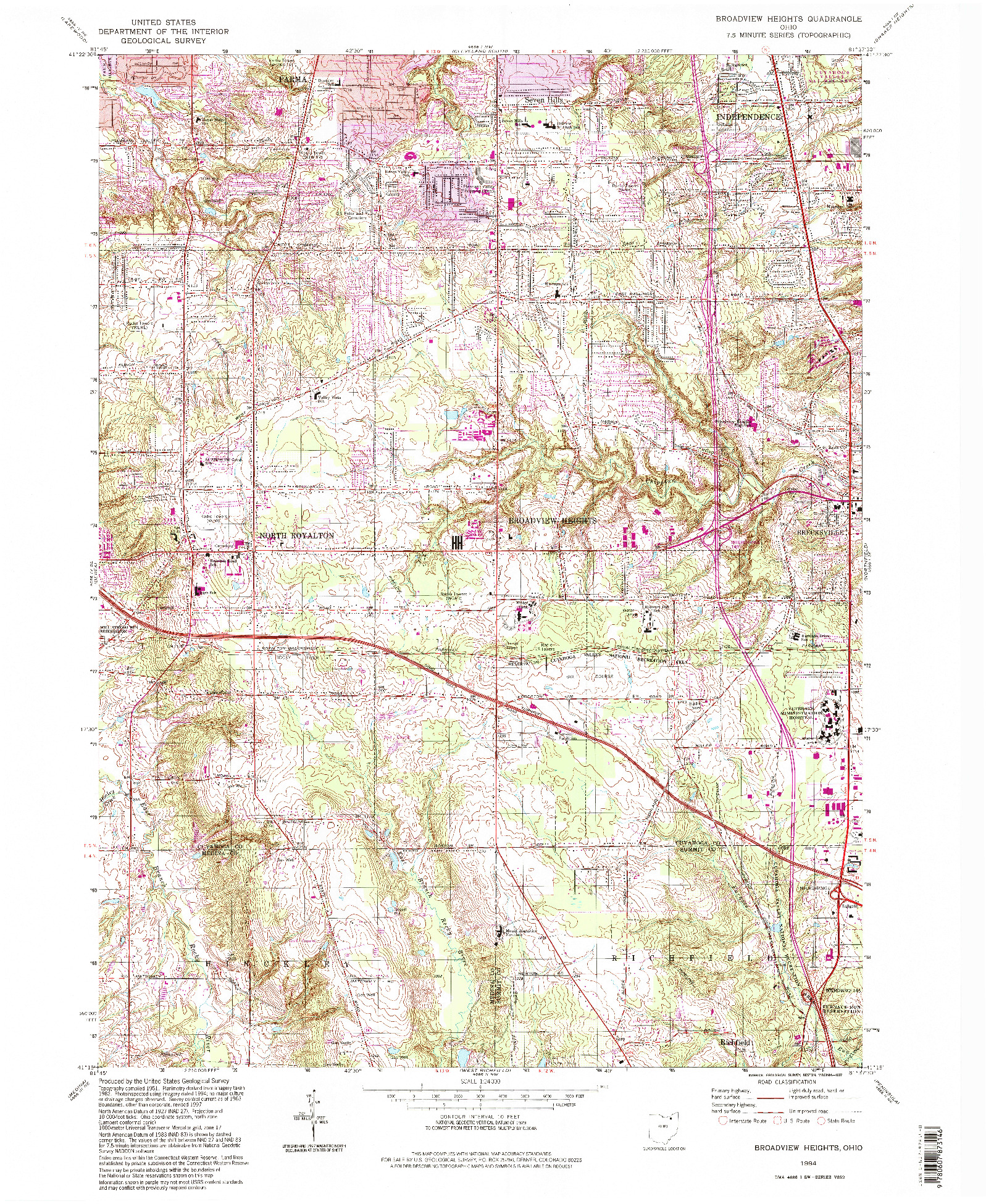 USGS 1:24000-SCALE QUADRANGLE FOR BROADVIEW HEIGHTS, OH 1994