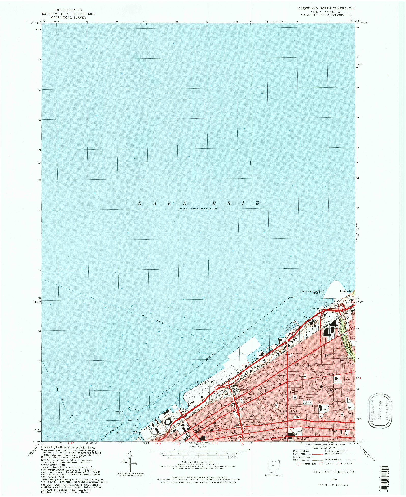 USGS 1:24000-SCALE QUADRANGLE FOR CLEVELAND NORTH, OH 1994