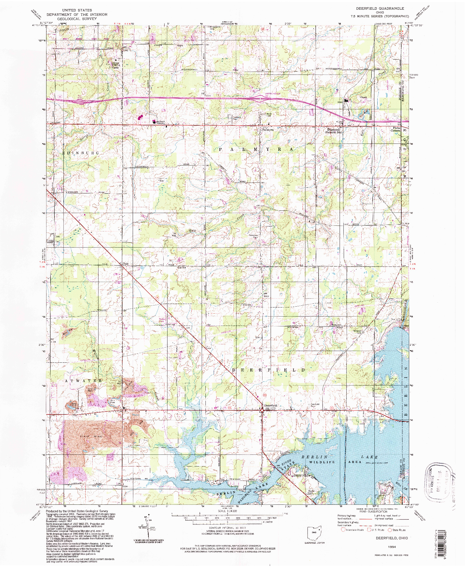 USGS 1:24000-SCALE QUADRANGLE FOR DEERFIELD, OH 1994