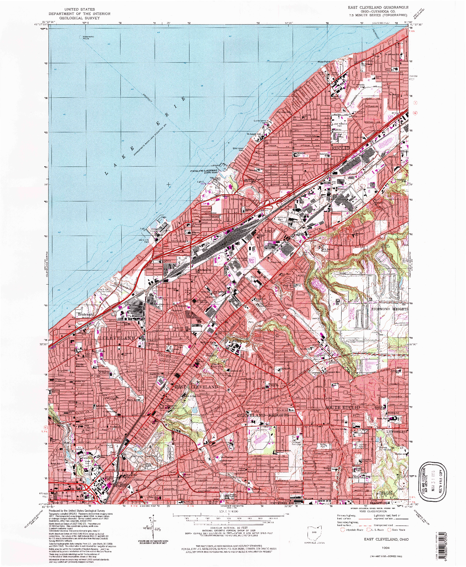 USGS 1:24000-SCALE QUADRANGLE FOR EAST CLEVELAND, OH 1994