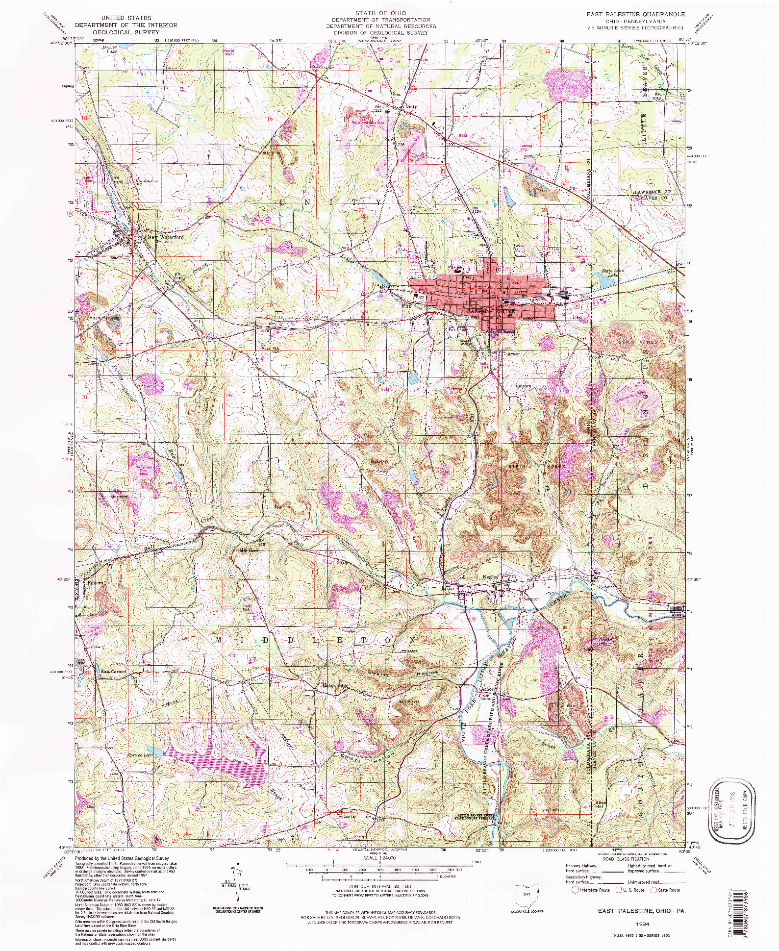 USGS 1:24000-SCALE QUADRANGLE FOR EAST PALESTINE, OH 1994