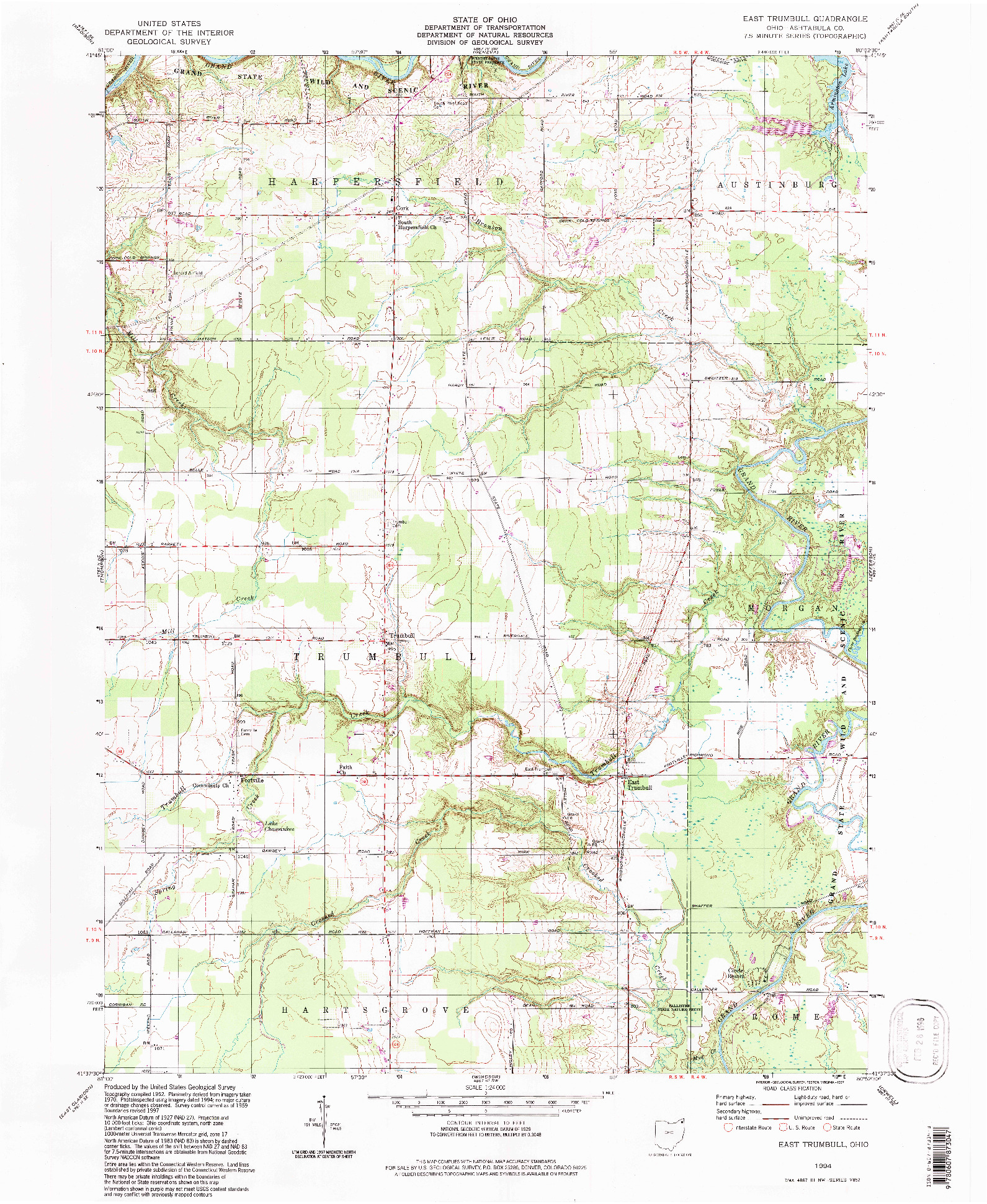 USGS 1:24000-SCALE QUADRANGLE FOR EAST TRUMBULL, OH 1994