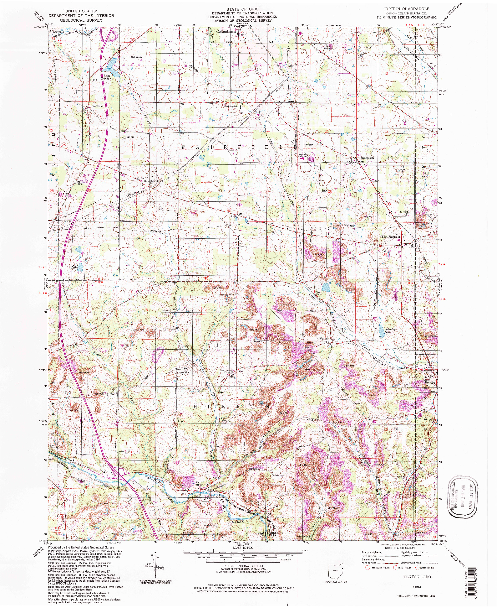 USGS 1:24000-SCALE QUADRANGLE FOR ELKTON, OH 1994
