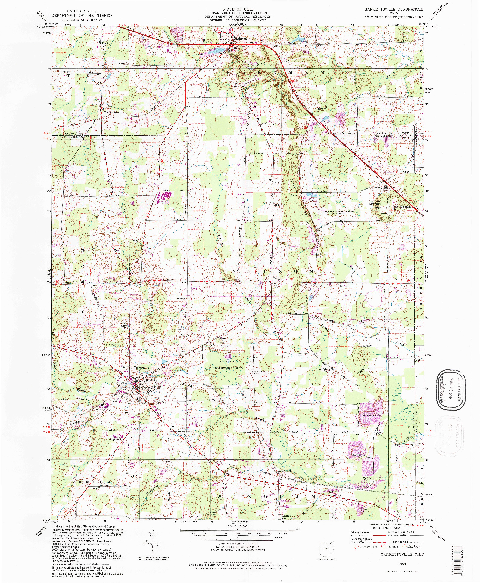 USGS 1:24000-SCALE QUADRANGLE FOR GARRETTSVILLE, OH 1994