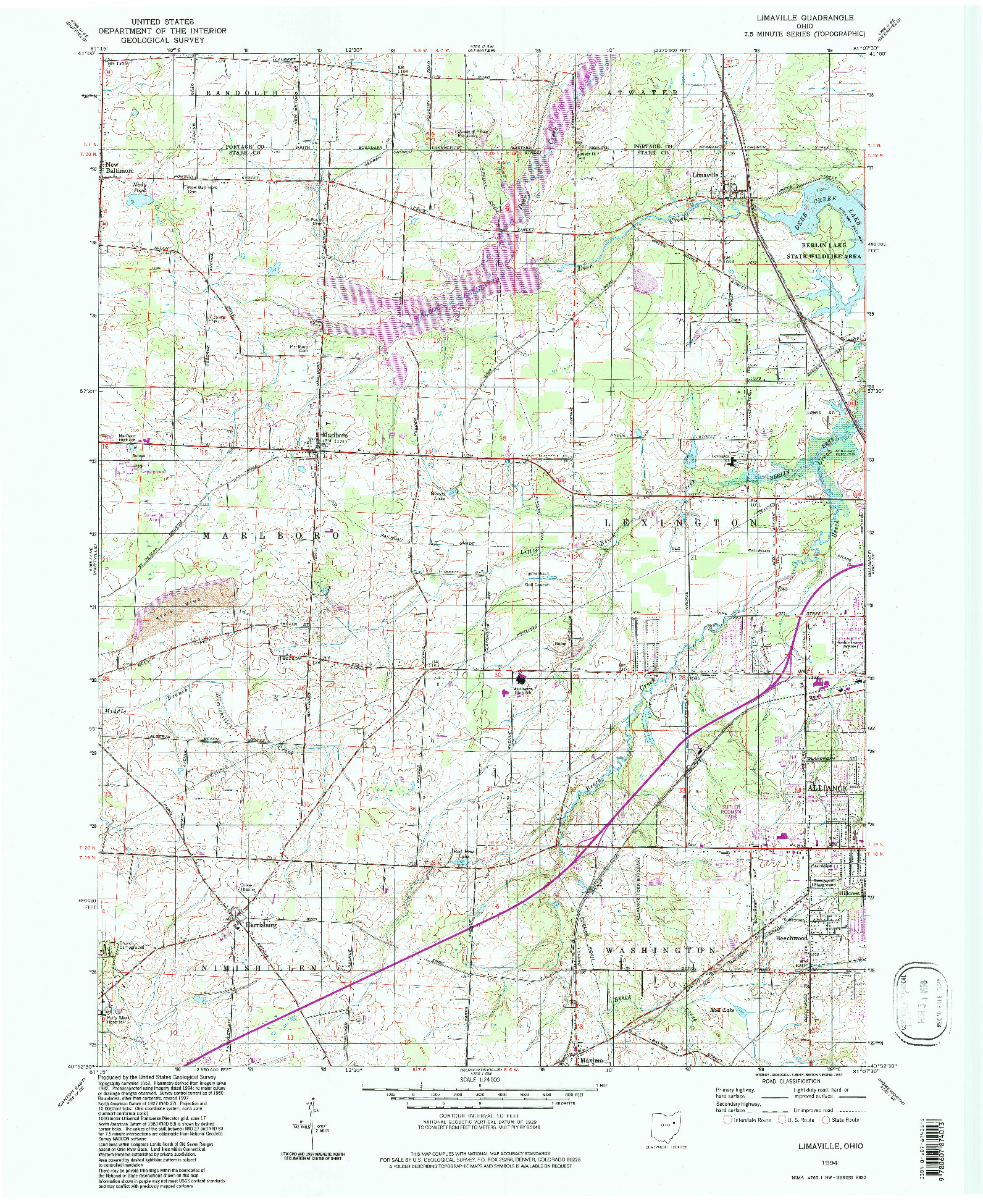 USGS 1:24000-SCALE QUADRANGLE FOR LIMAVILLE, OH 1994