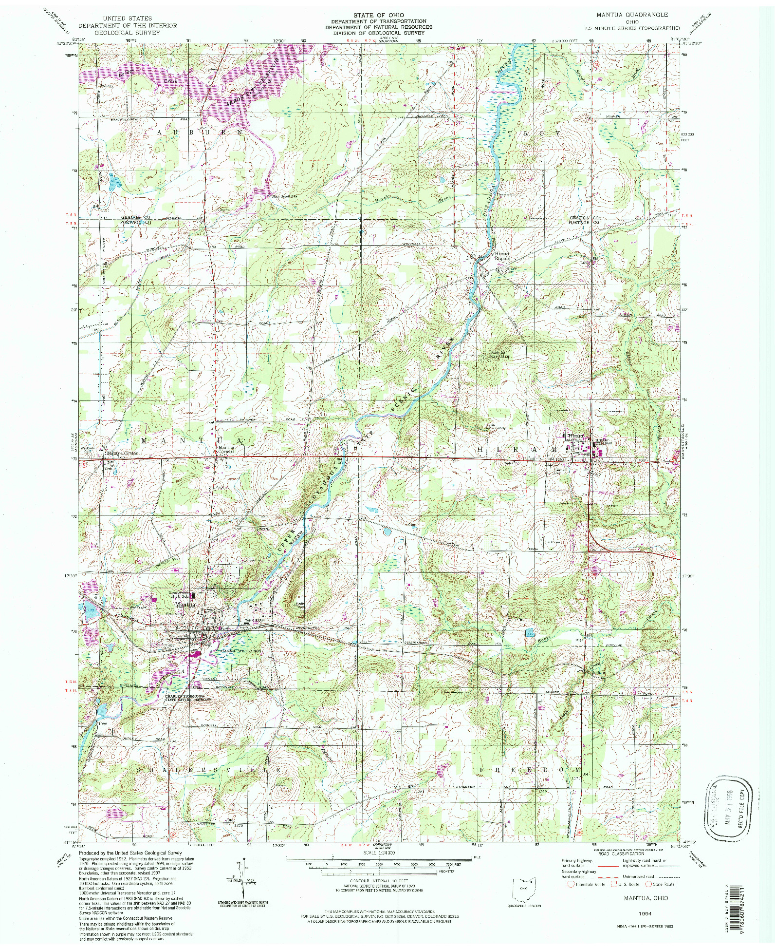 USGS 1:24000-SCALE QUADRANGLE FOR MANTUA, OH 1994