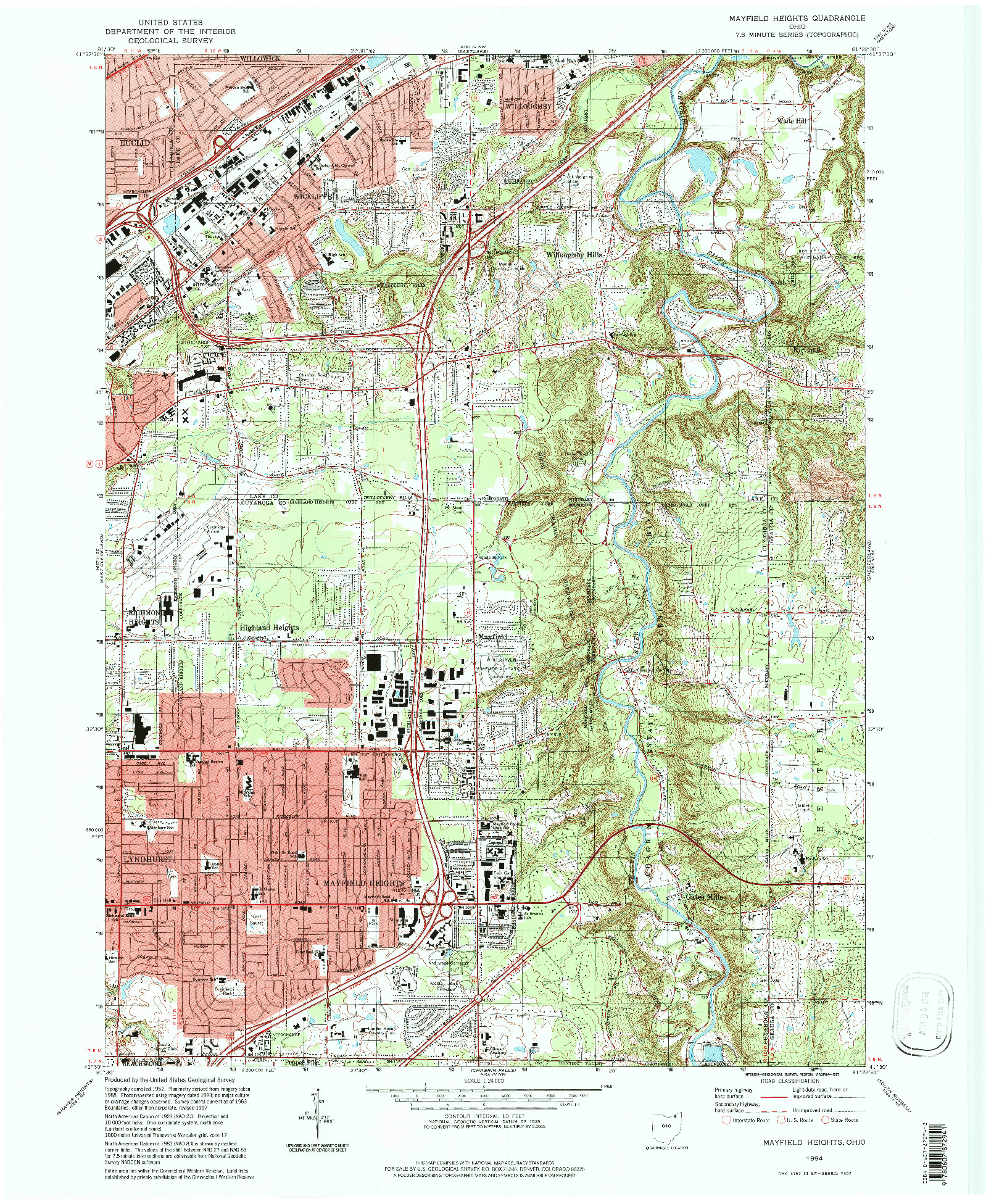 USGS 1:24000-SCALE QUADRANGLE FOR MAYFIELD HEIGHTS, OH 1994