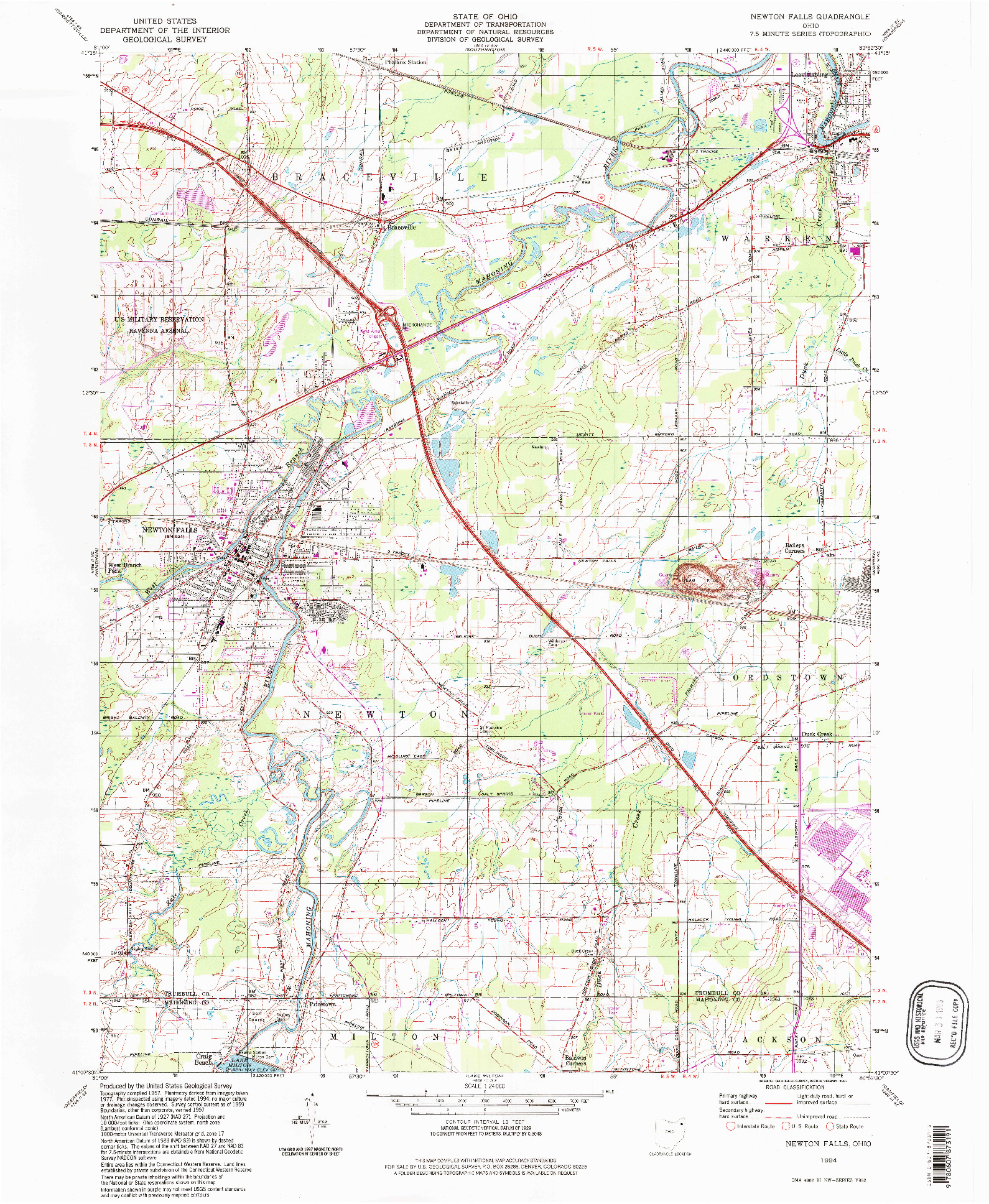 USGS 1:24000-SCALE QUADRANGLE FOR NEWTON FALLS, OH 1994
