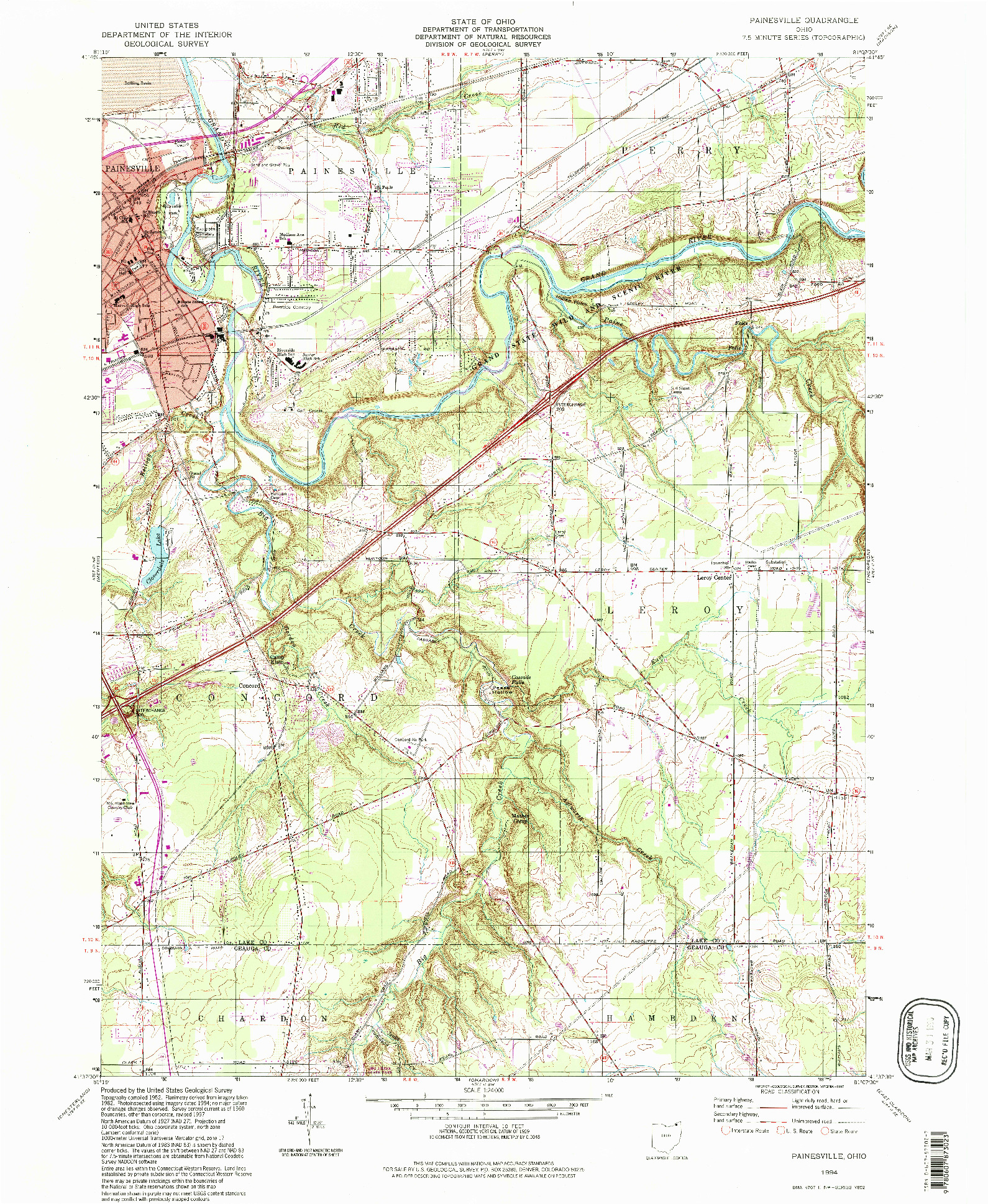 USGS 1:24000-SCALE QUADRANGLE FOR PAINESVILLE, OH 1994