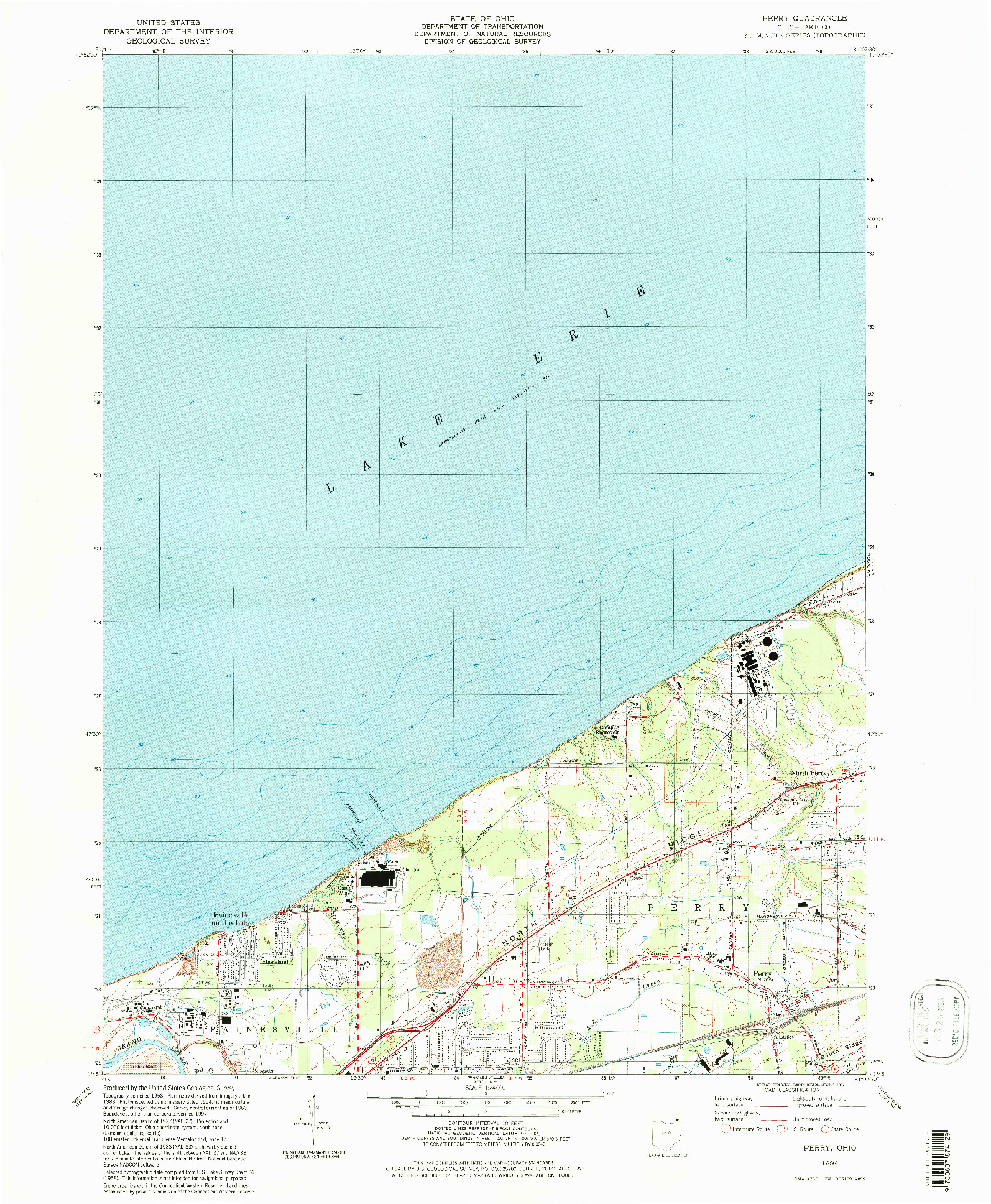 USGS 1:24000-SCALE QUADRANGLE FOR PERRY, OH 1994