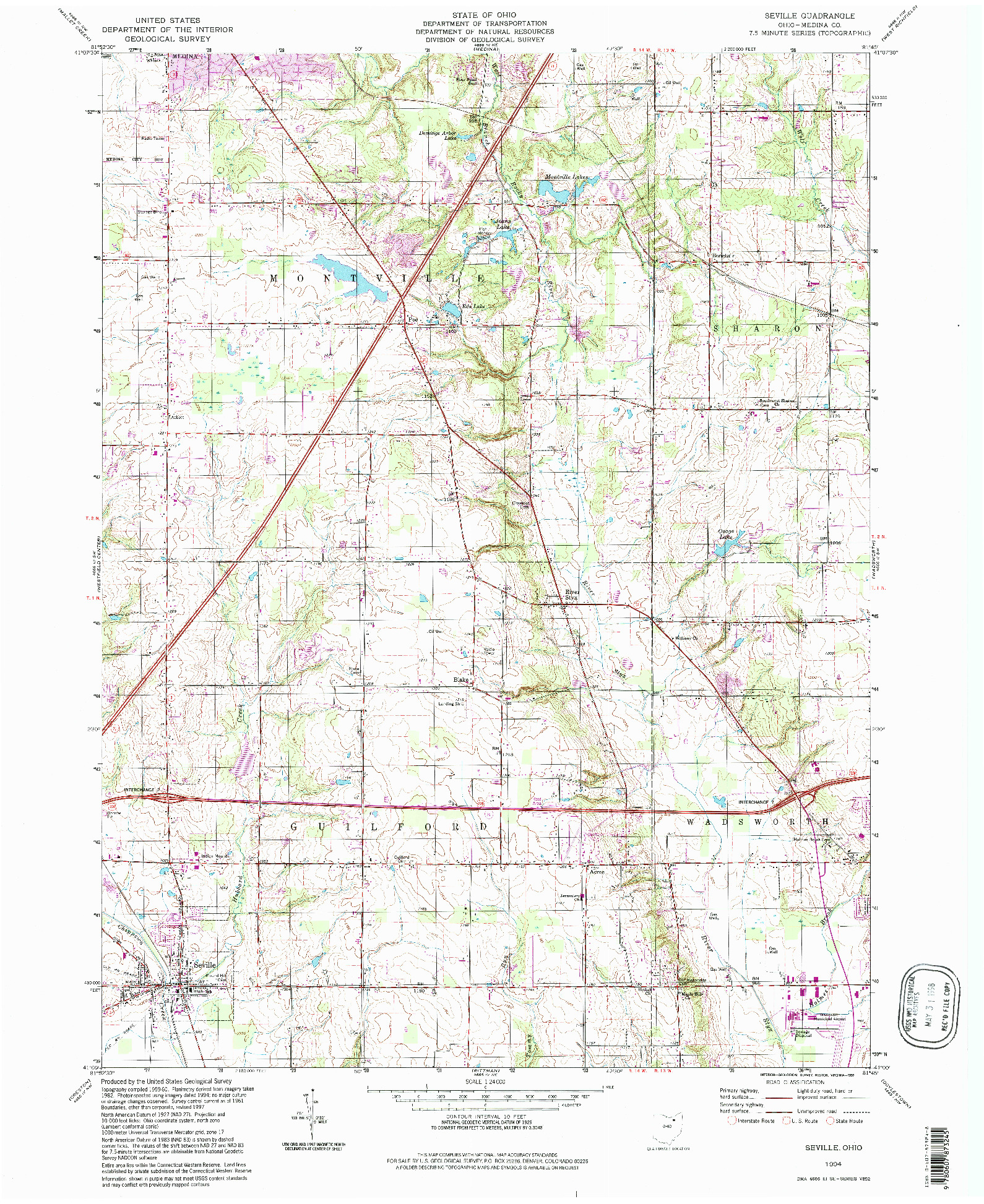 USGS 1:24000-SCALE QUADRANGLE FOR SEVILLE, OH 1994