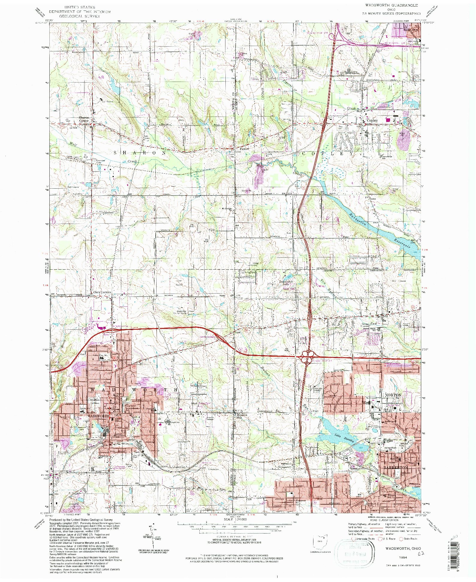 USGS 1:24000-SCALE QUADRANGLE FOR WADSWORTH, OH 1994