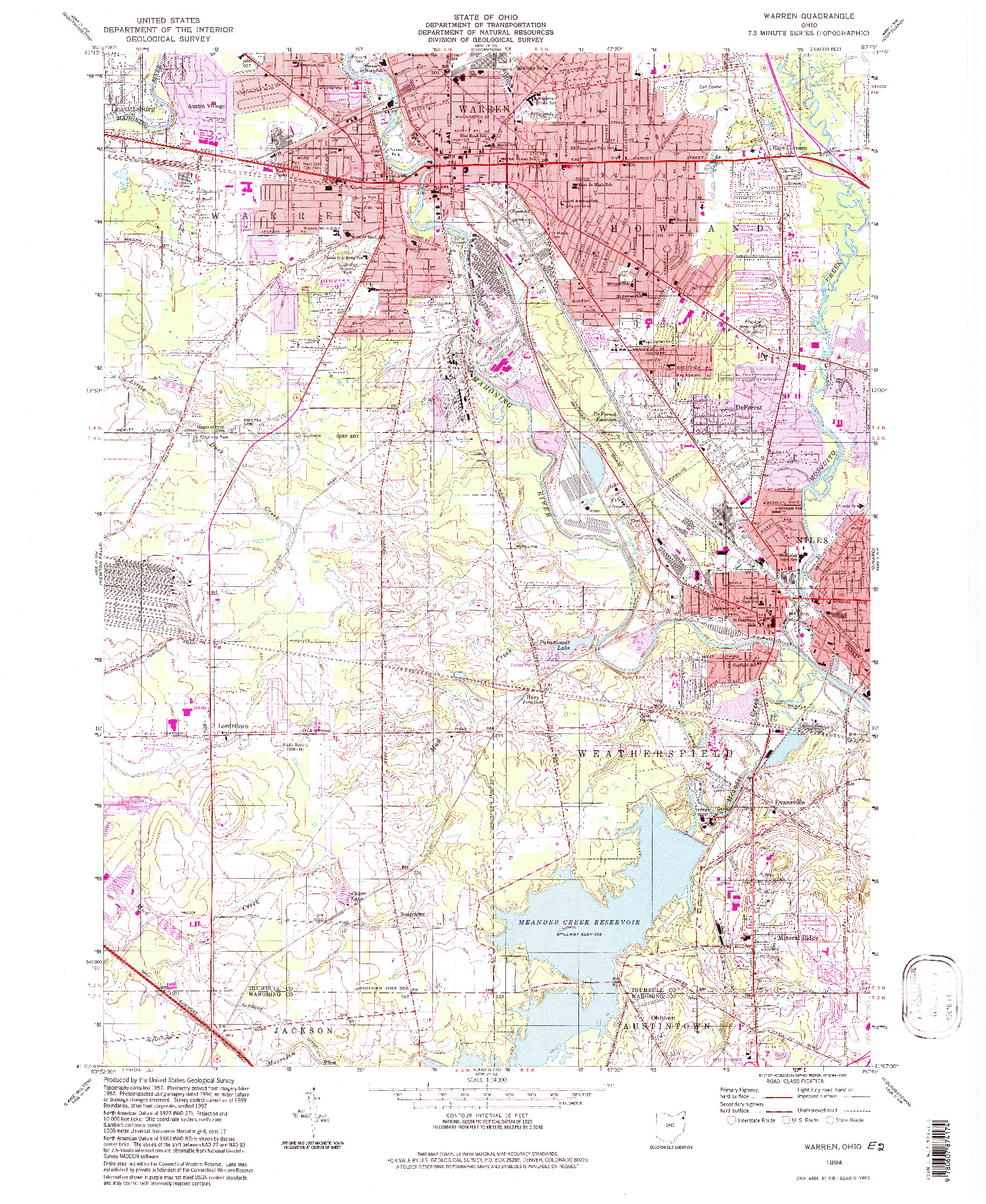 USGS 1:24000-SCALE QUADRANGLE FOR WARREN, OH 1994