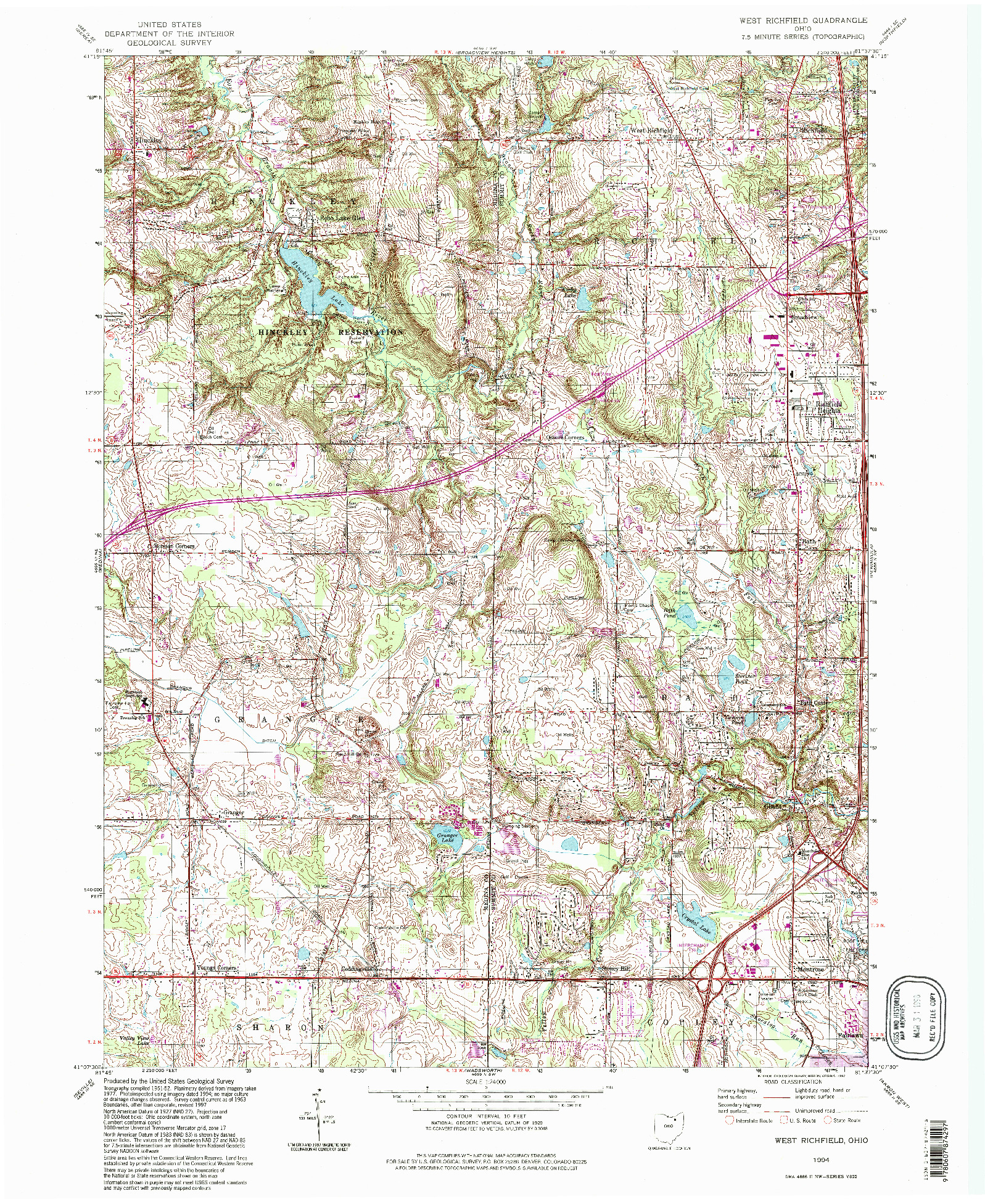 USGS 1:24000-SCALE QUADRANGLE FOR WEST RICHFIELD, OH 1994