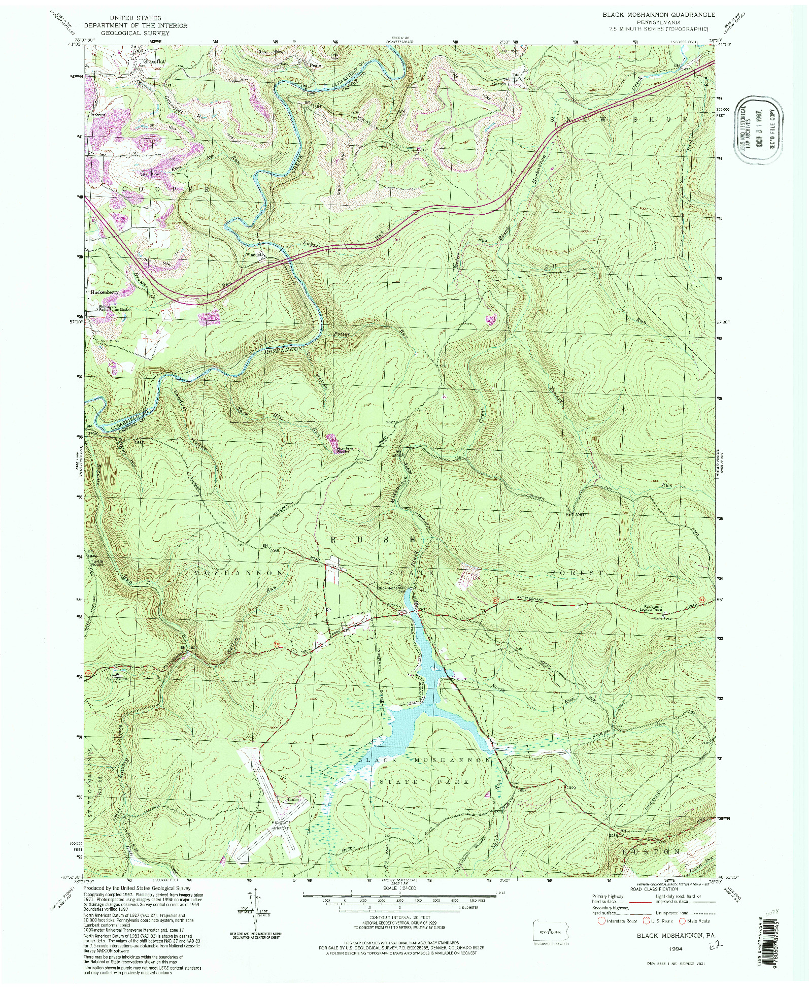 USGS 1:24000-SCALE QUADRANGLE FOR BLACK MOSHANNON, PA 1994