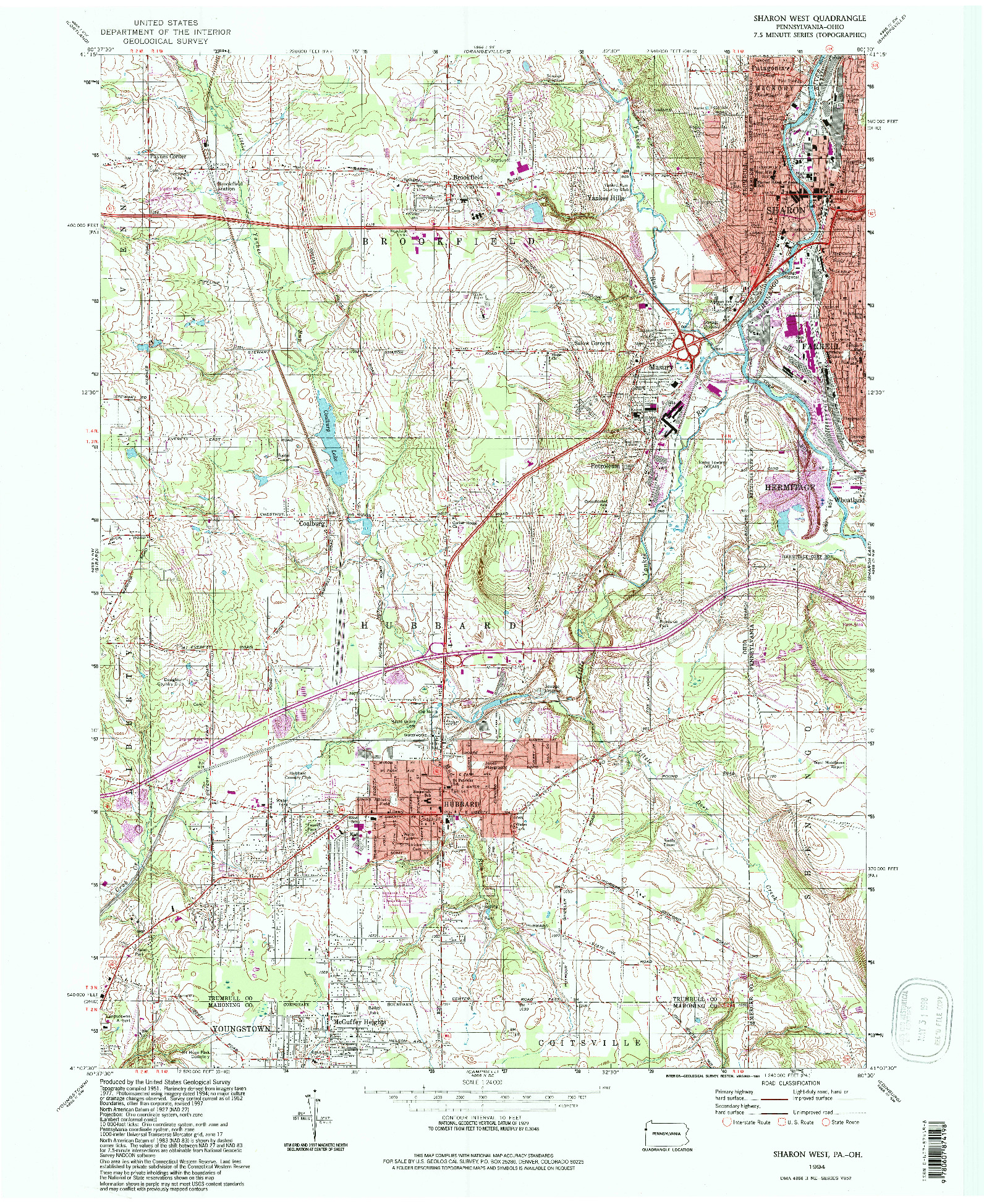 USGS 1:24000-SCALE QUADRANGLE FOR SHARON WEST, PA 1994
