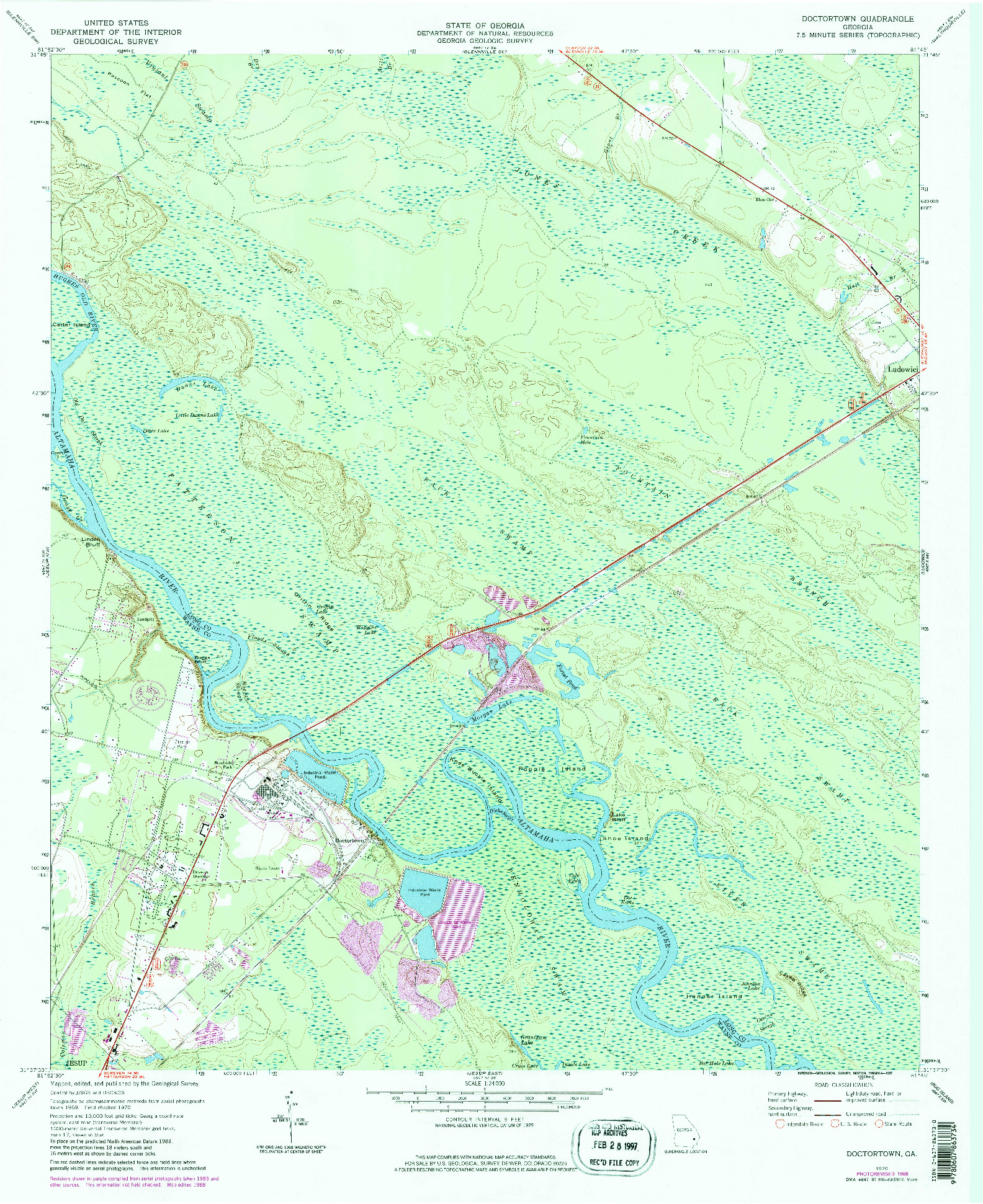 USGS 1:24000-SCALE QUADRANGLE FOR DOCTORTOWN, GA 1970