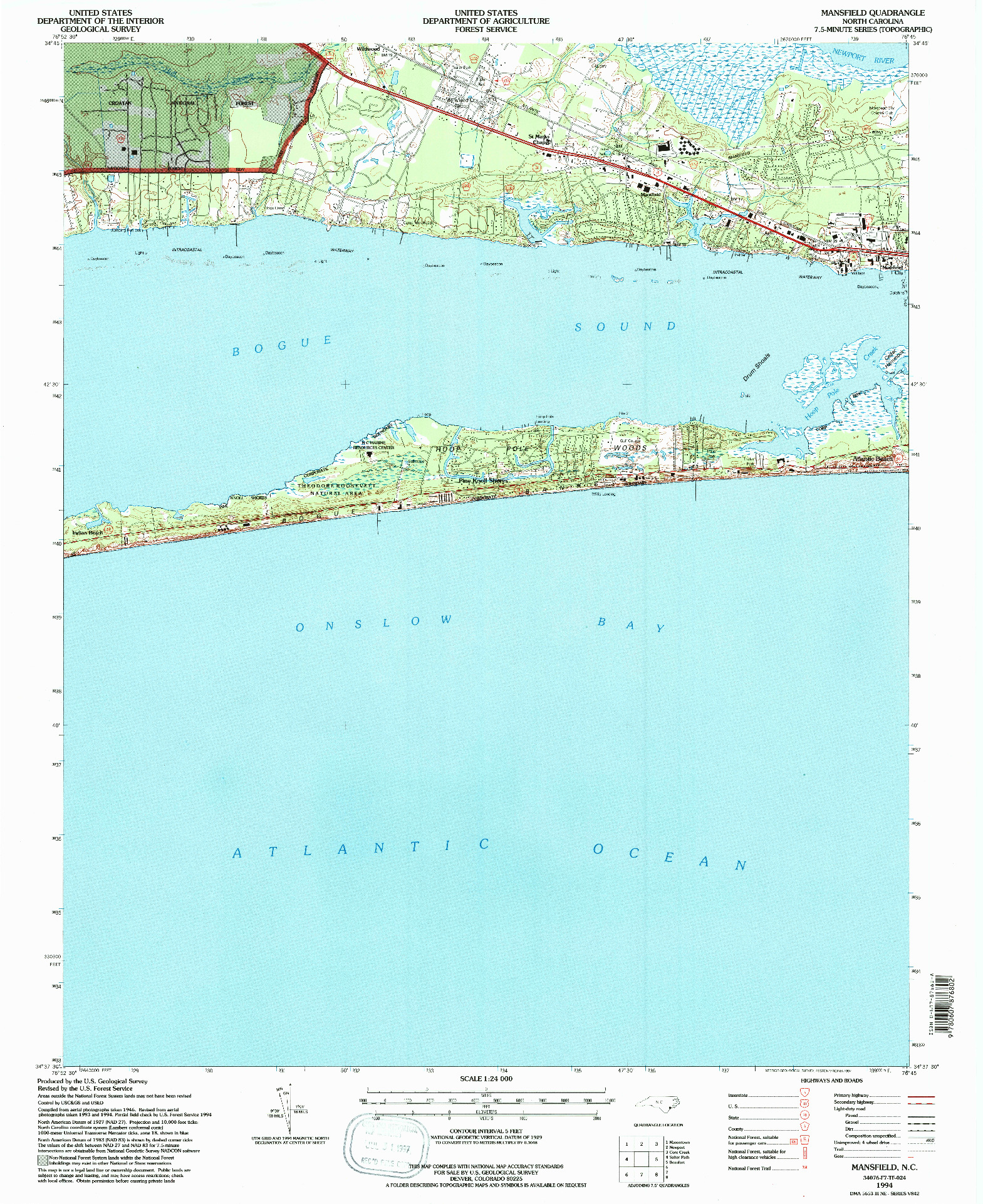 USGS 1:24000-SCALE QUADRANGLE FOR MANSFIELD, NC 1994