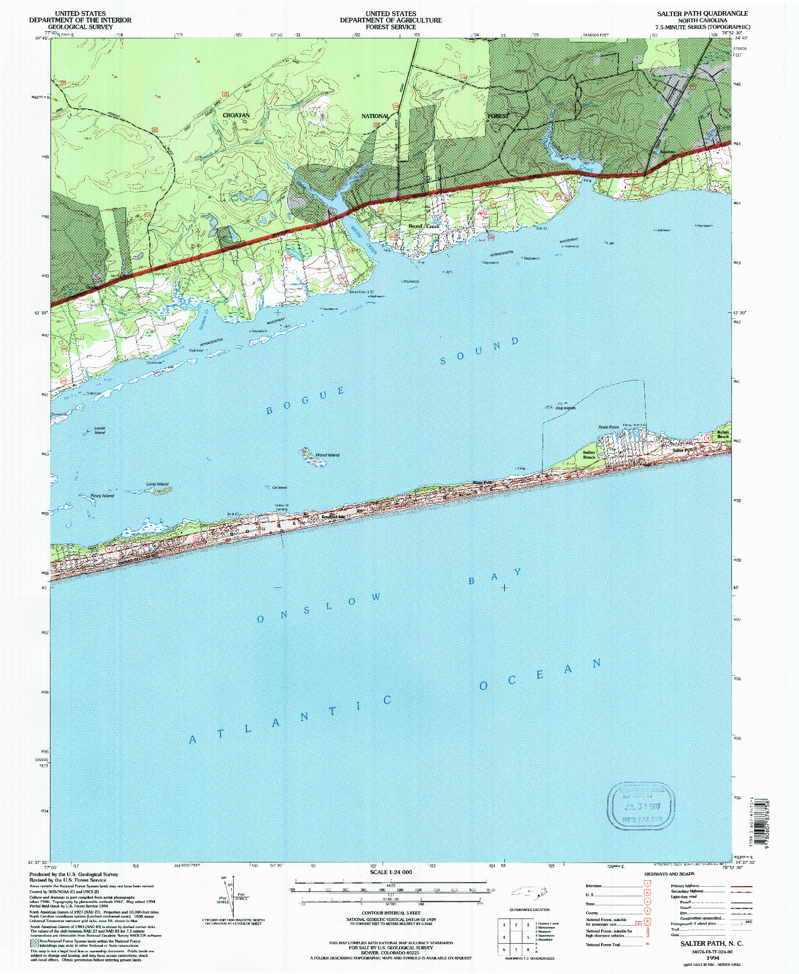 USGS 1:24000-SCALE QUADRANGLE FOR SALTER PATH, NC 1994