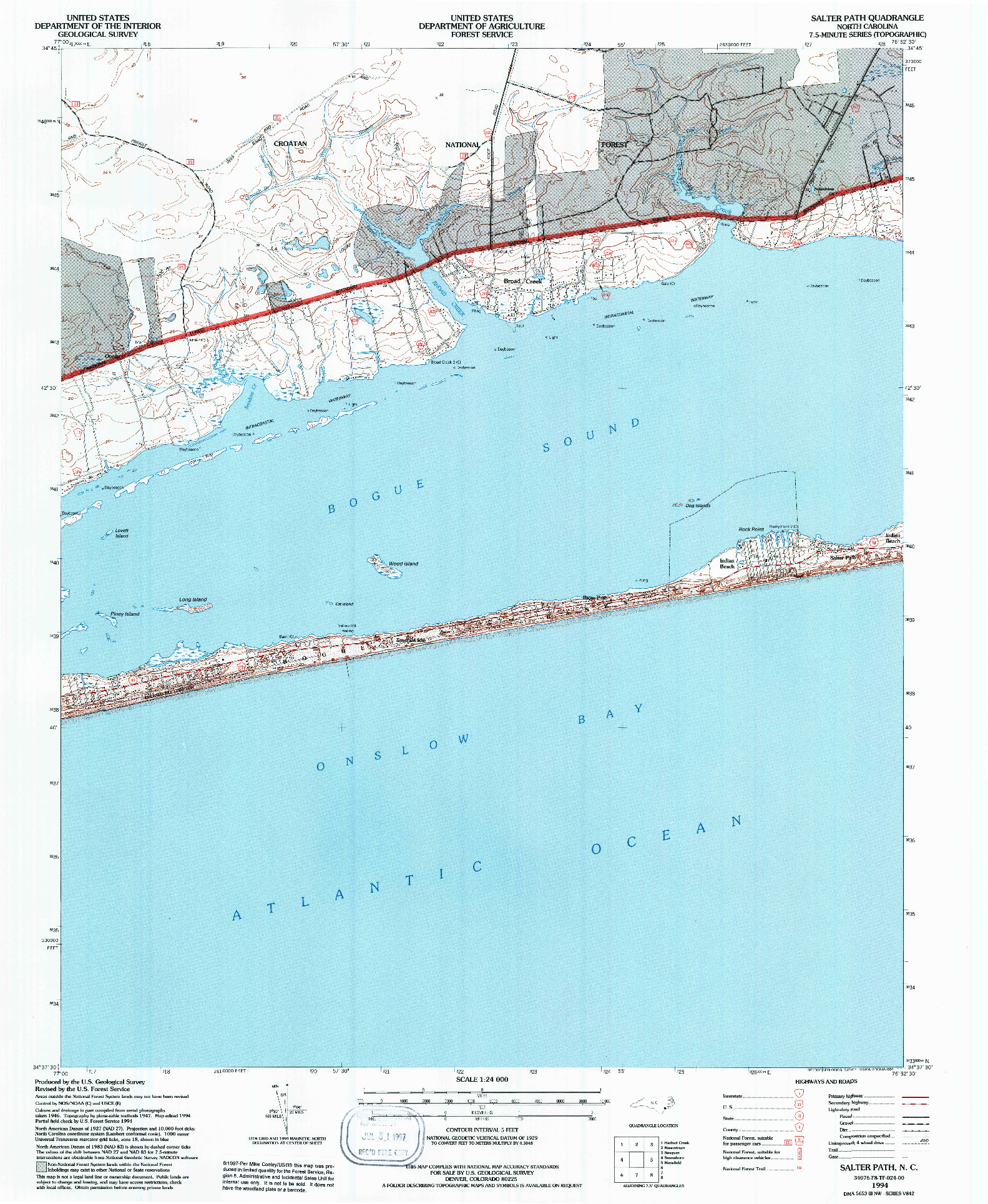 USGS 1:24000-SCALE QUADRANGLE FOR SALTER PATH, NC 1994