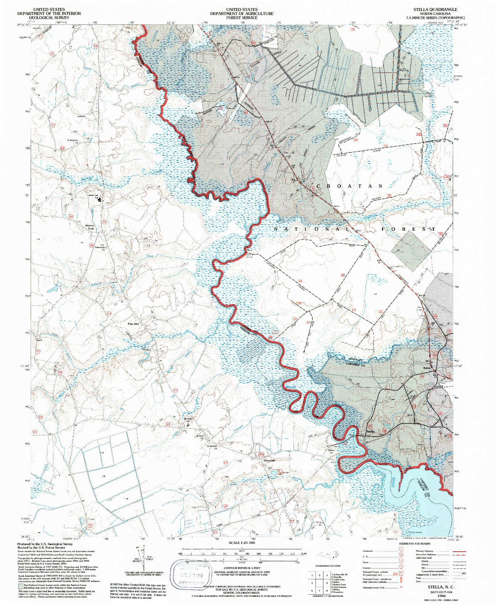 USGS 1:24000-SCALE QUADRANGLE FOR STELLA, NC 1994