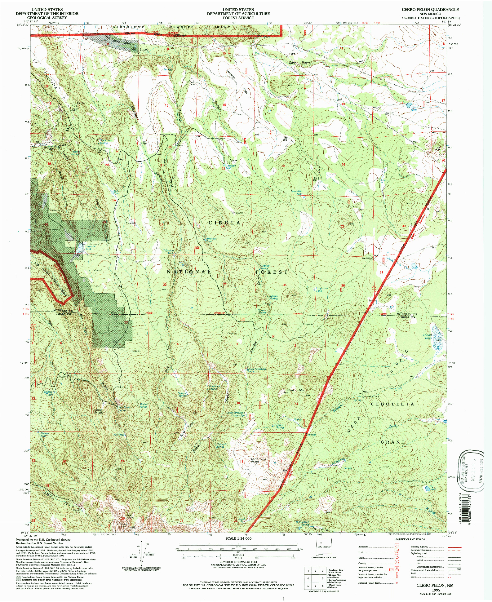 USGS 1:24000-SCALE QUADRANGLE FOR CERRO PELON, NM 1995