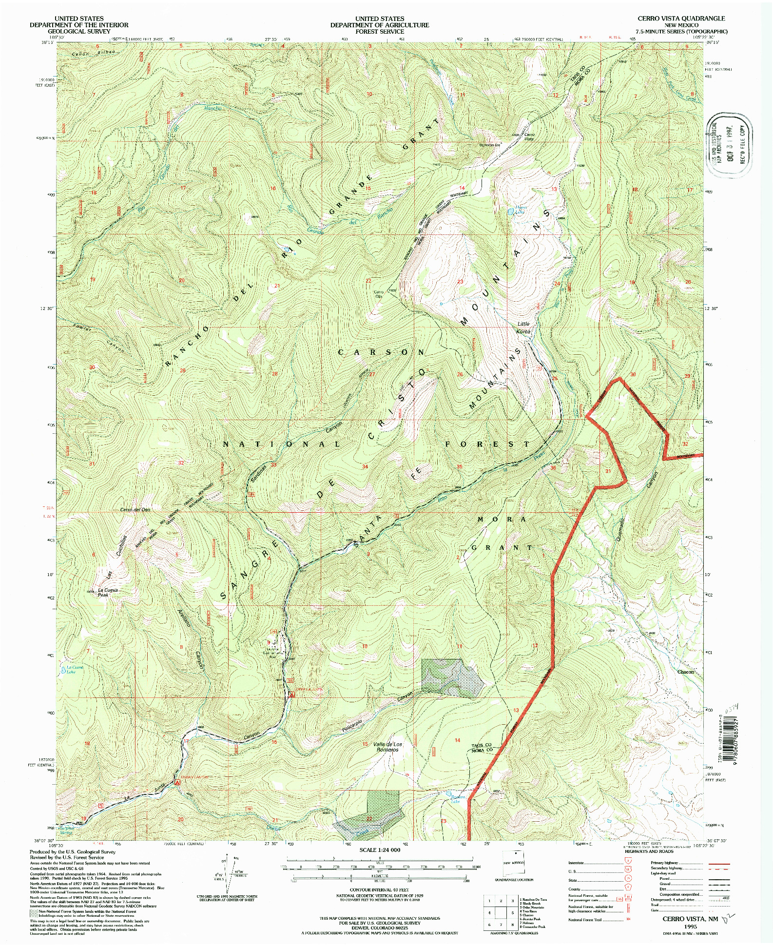 USGS 1:24000-SCALE QUADRANGLE FOR CERRO VISTA, NM 1995