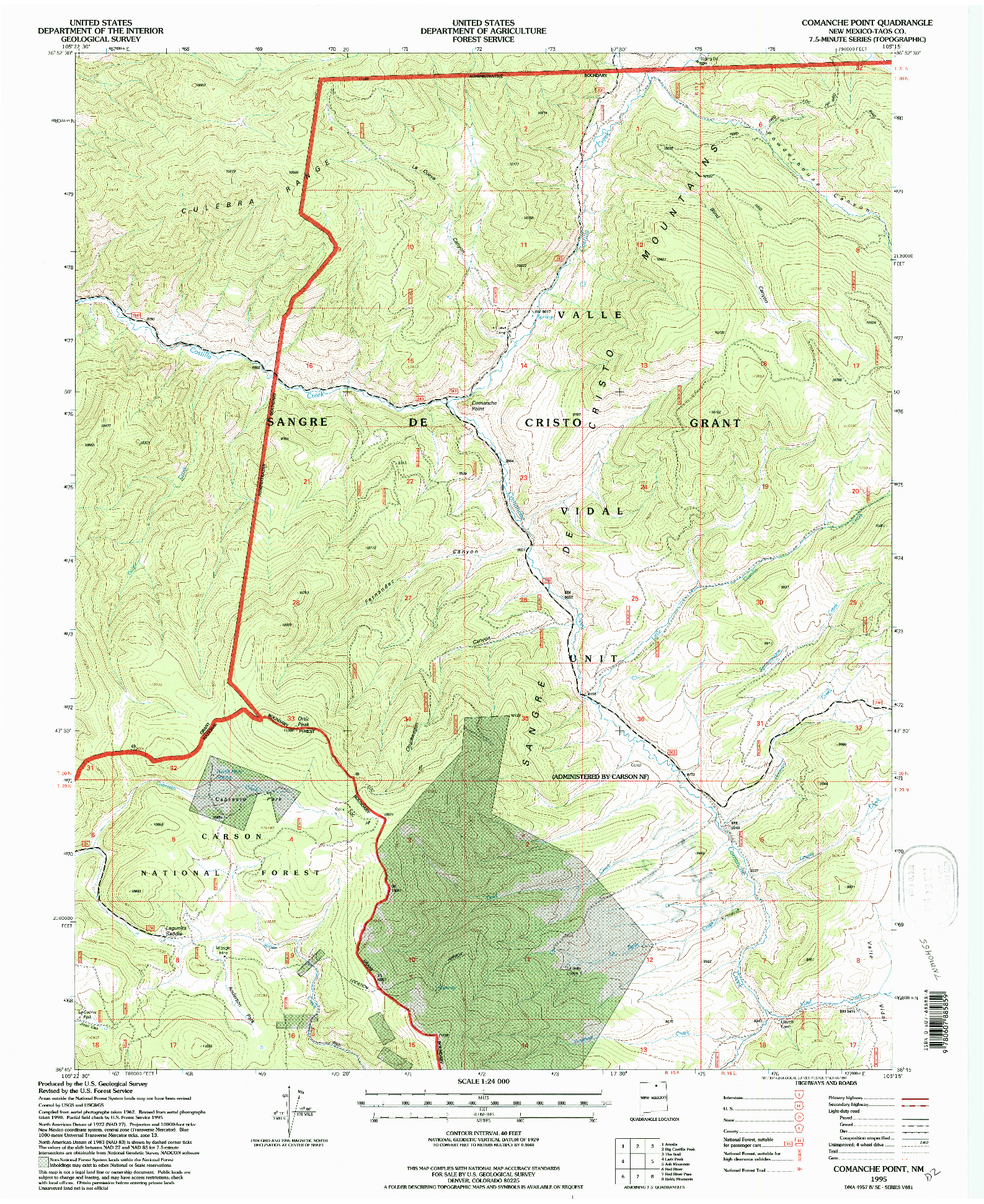 USGS 1:24000-SCALE QUADRANGLE FOR COMANCHE POINT, NM 1995