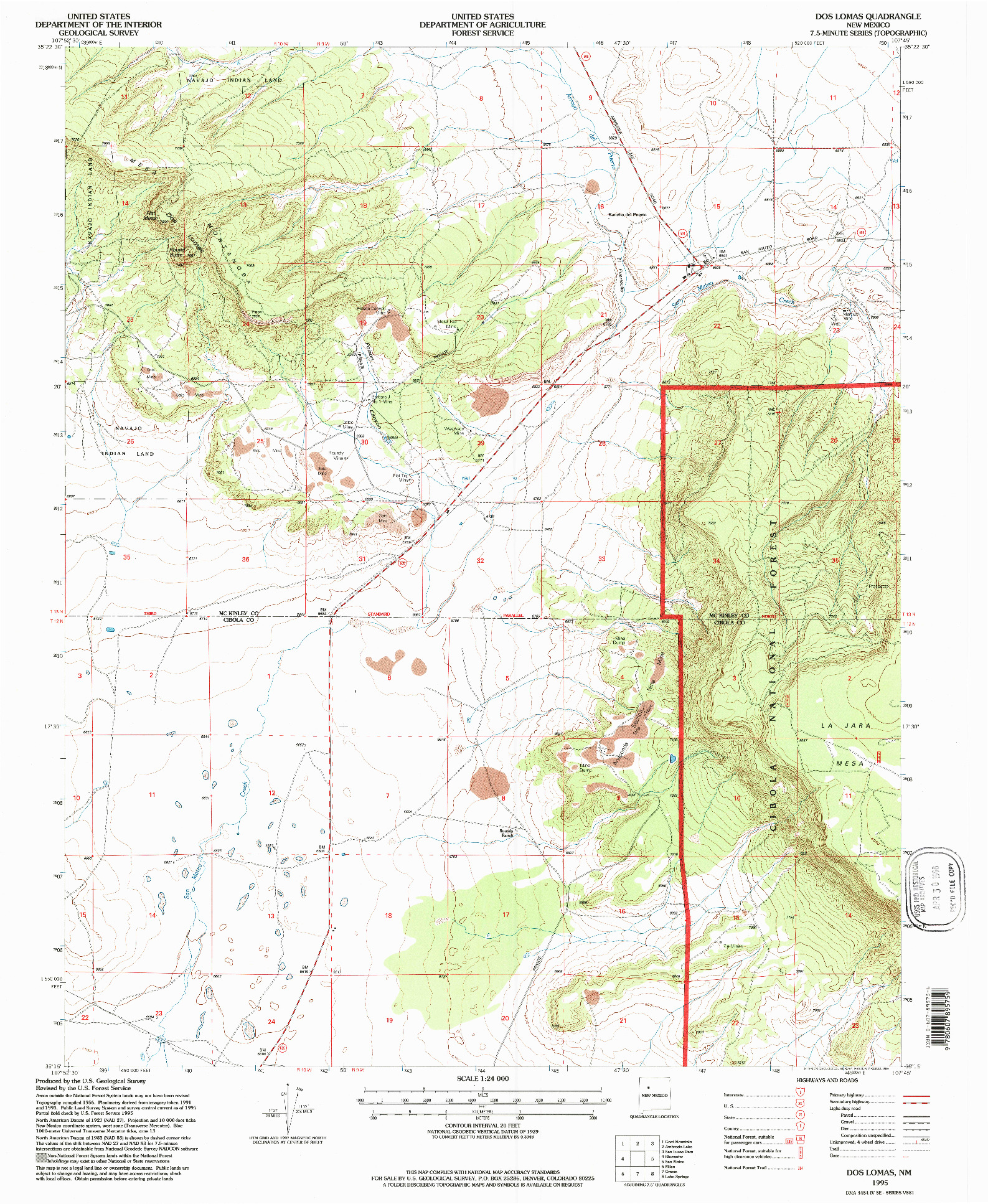 USGS 1:24000-SCALE QUADRANGLE FOR DOS LOMAS, NM 1995