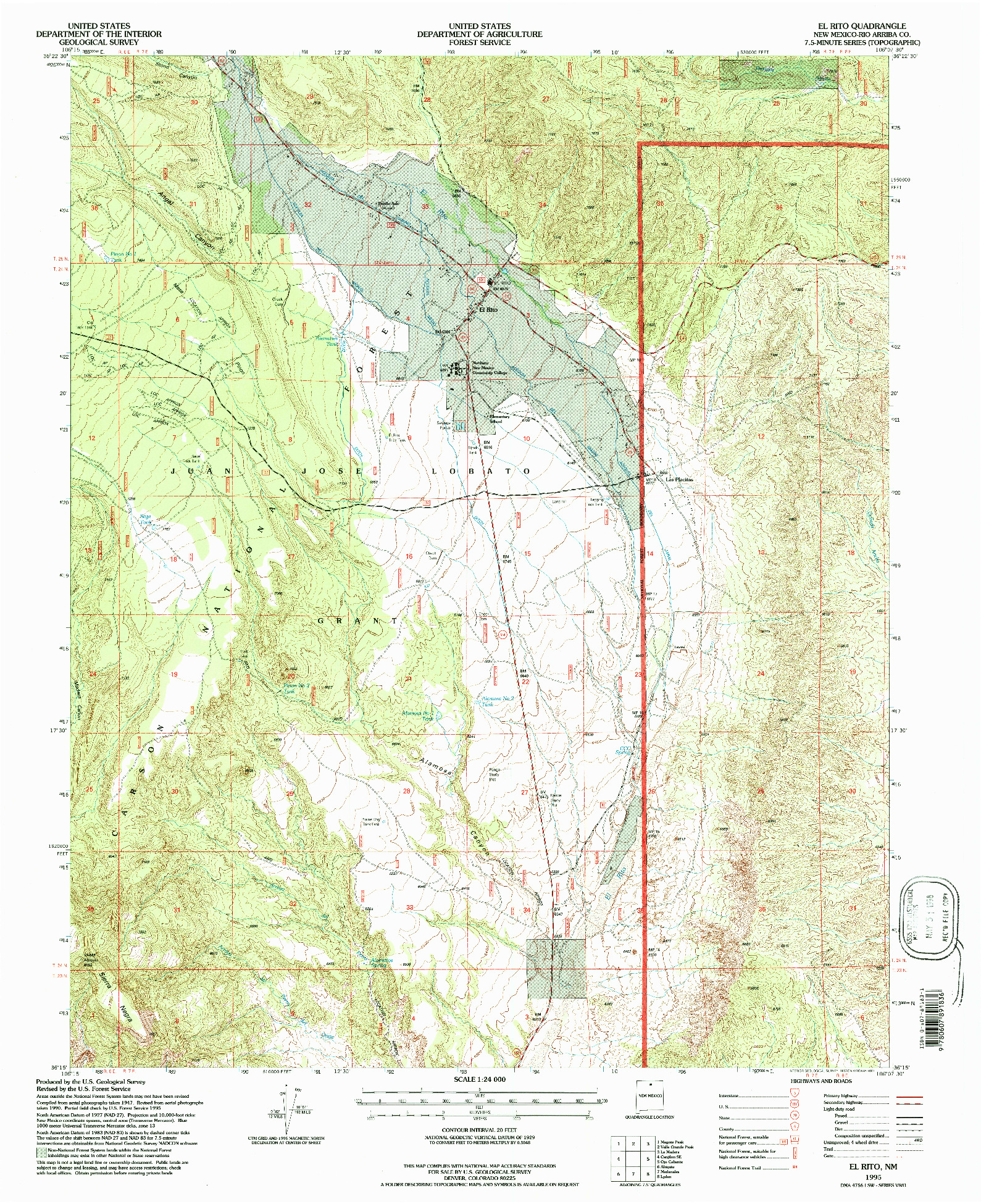 USGS 1:24000-SCALE QUADRANGLE FOR EL RITO, NM 1995