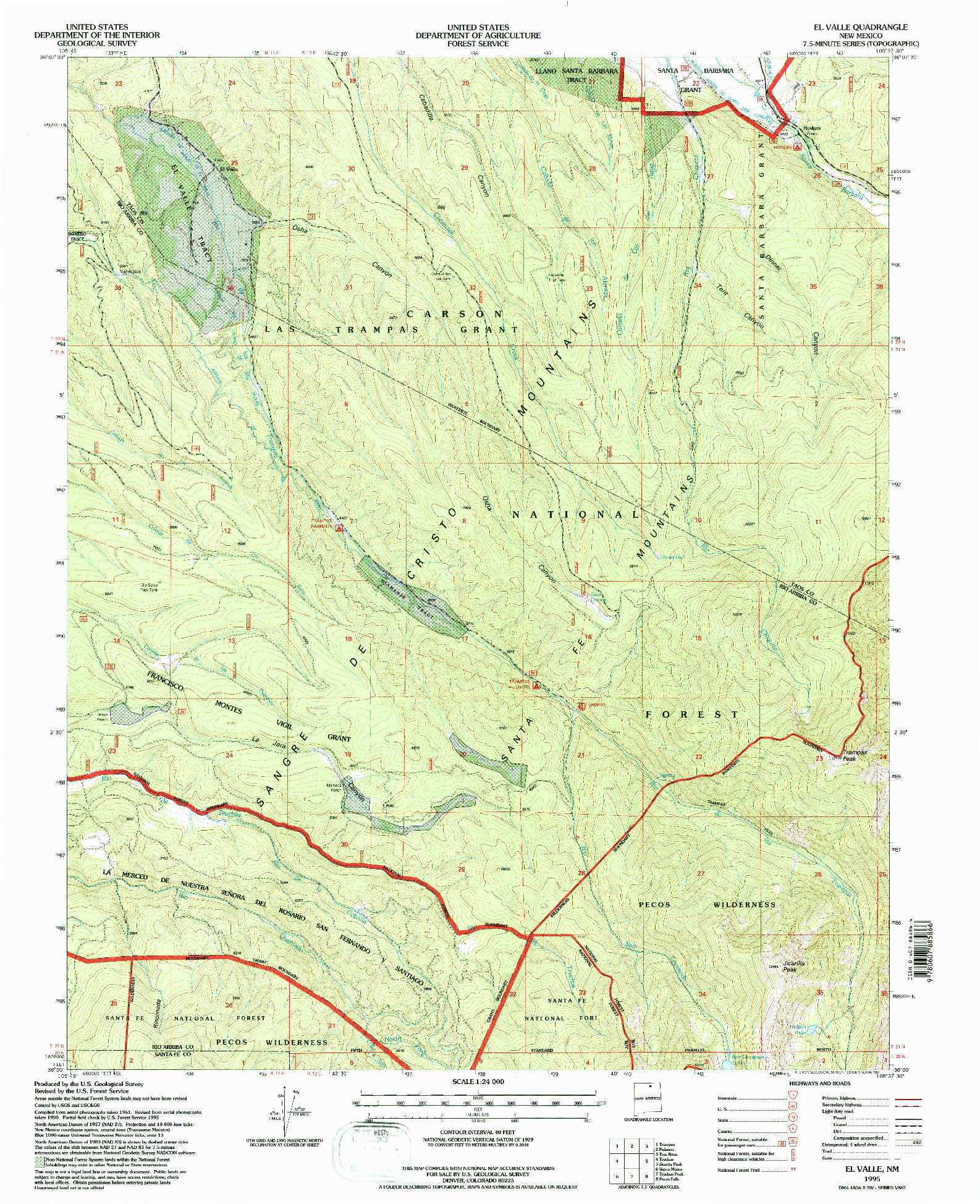 USGS 1:24000-SCALE QUADRANGLE FOR EL VALLE, NM 1995