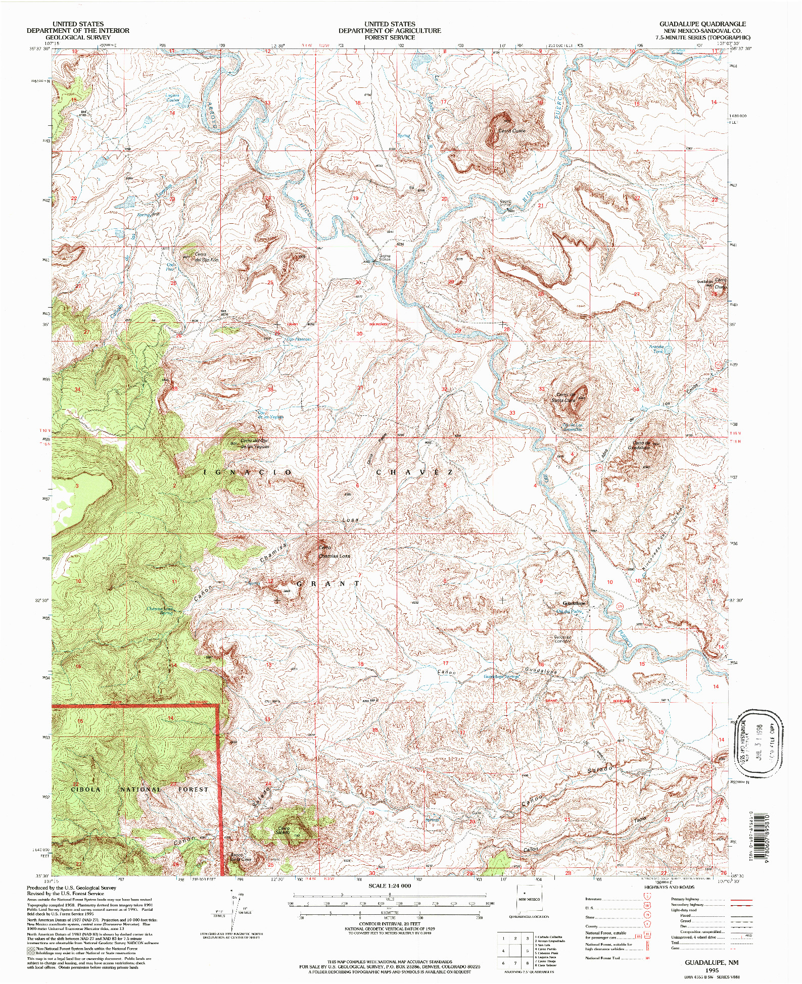 USGS 1:24000-SCALE QUADRANGLE FOR GUADALUPE, NM 1995