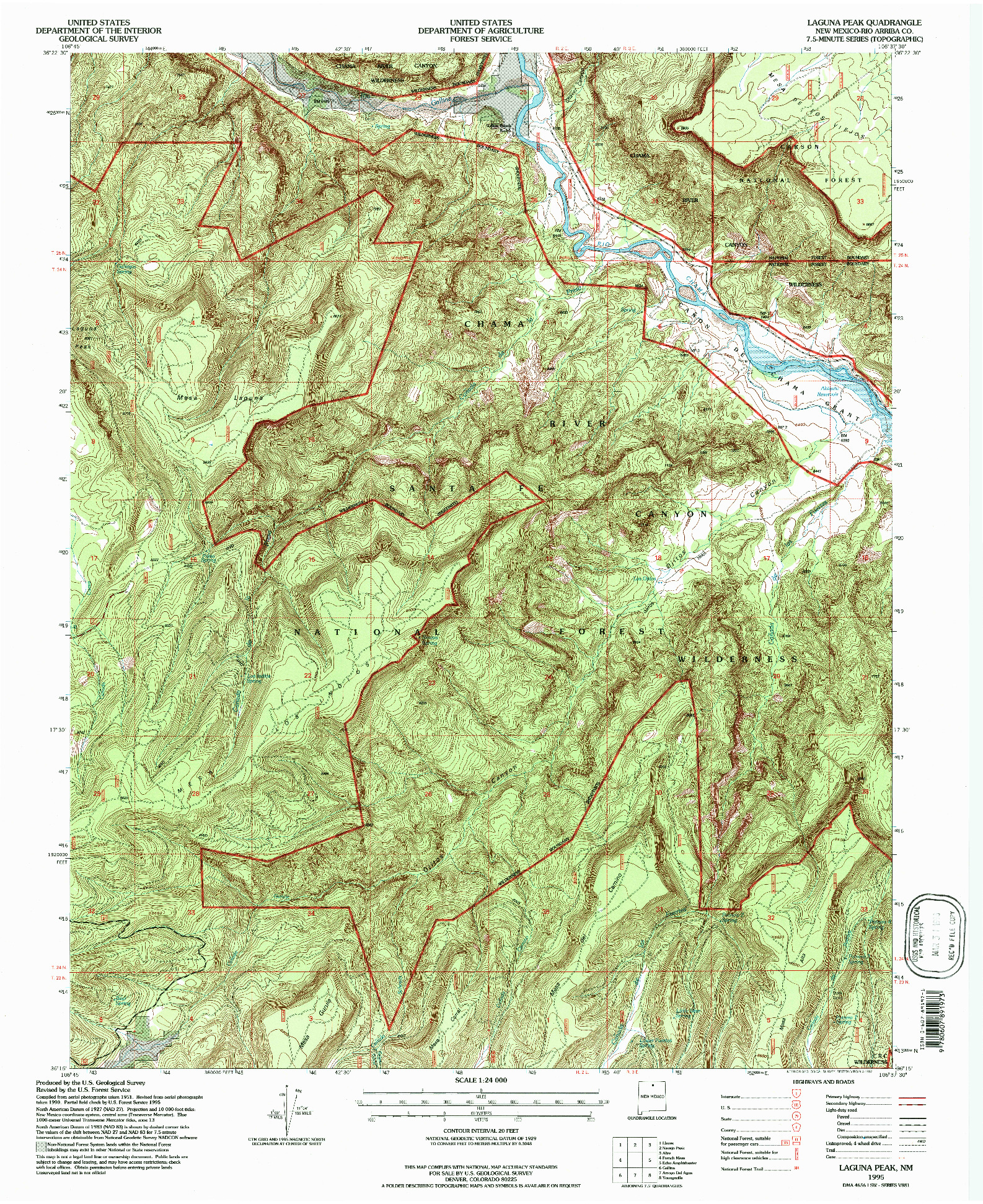 USGS 1:24000-SCALE QUADRANGLE FOR LAGUNA PEAK, NM 1995