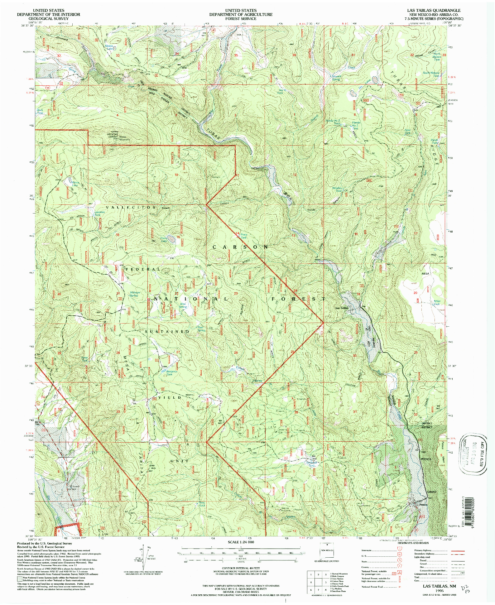 USGS 1:24000-SCALE QUADRANGLE FOR LAS TABLAS, NM 1995